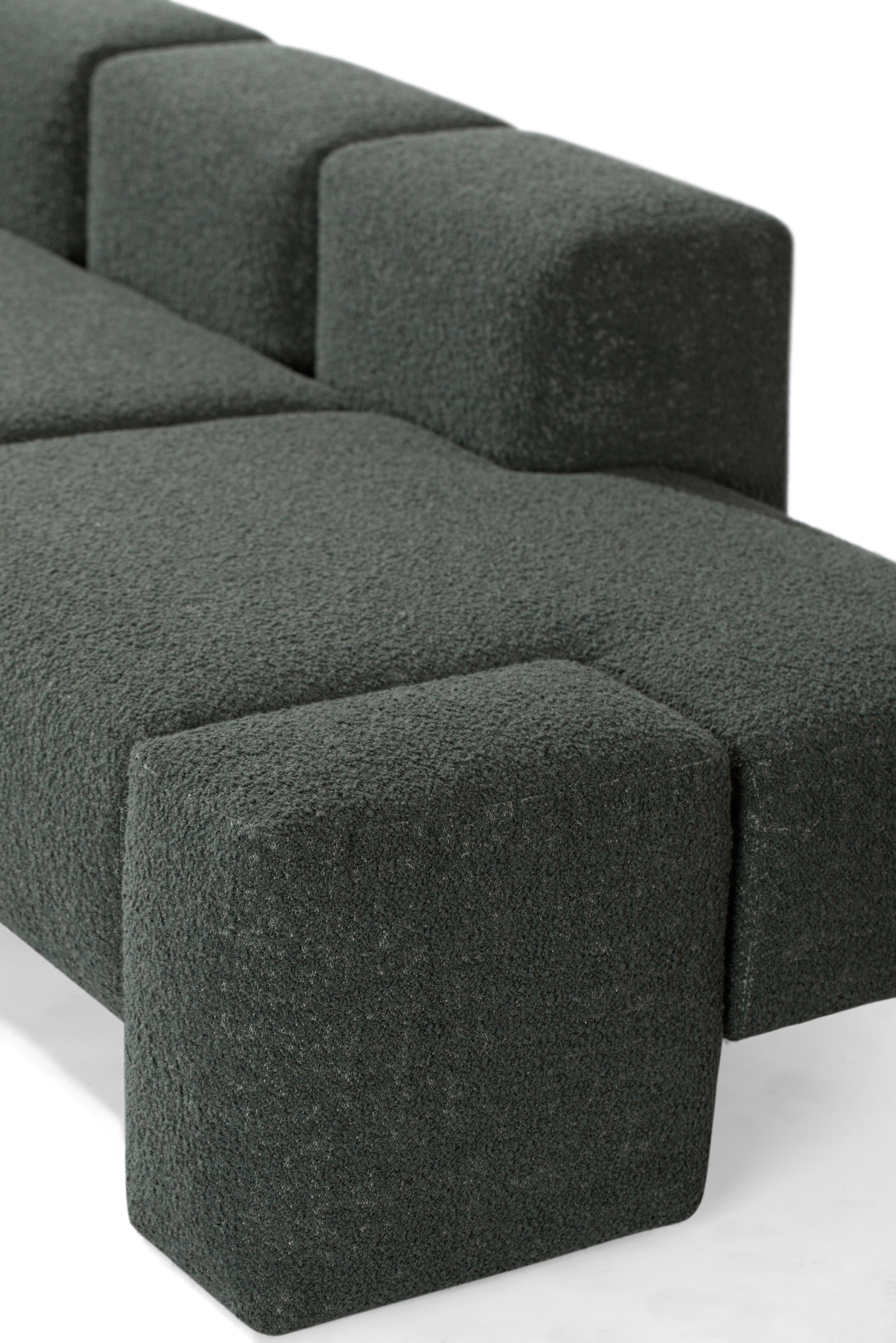 Italian Cusco 3P Carpanese Home Italia Upholstered Modular Sofa Modern 21st Century For Sale