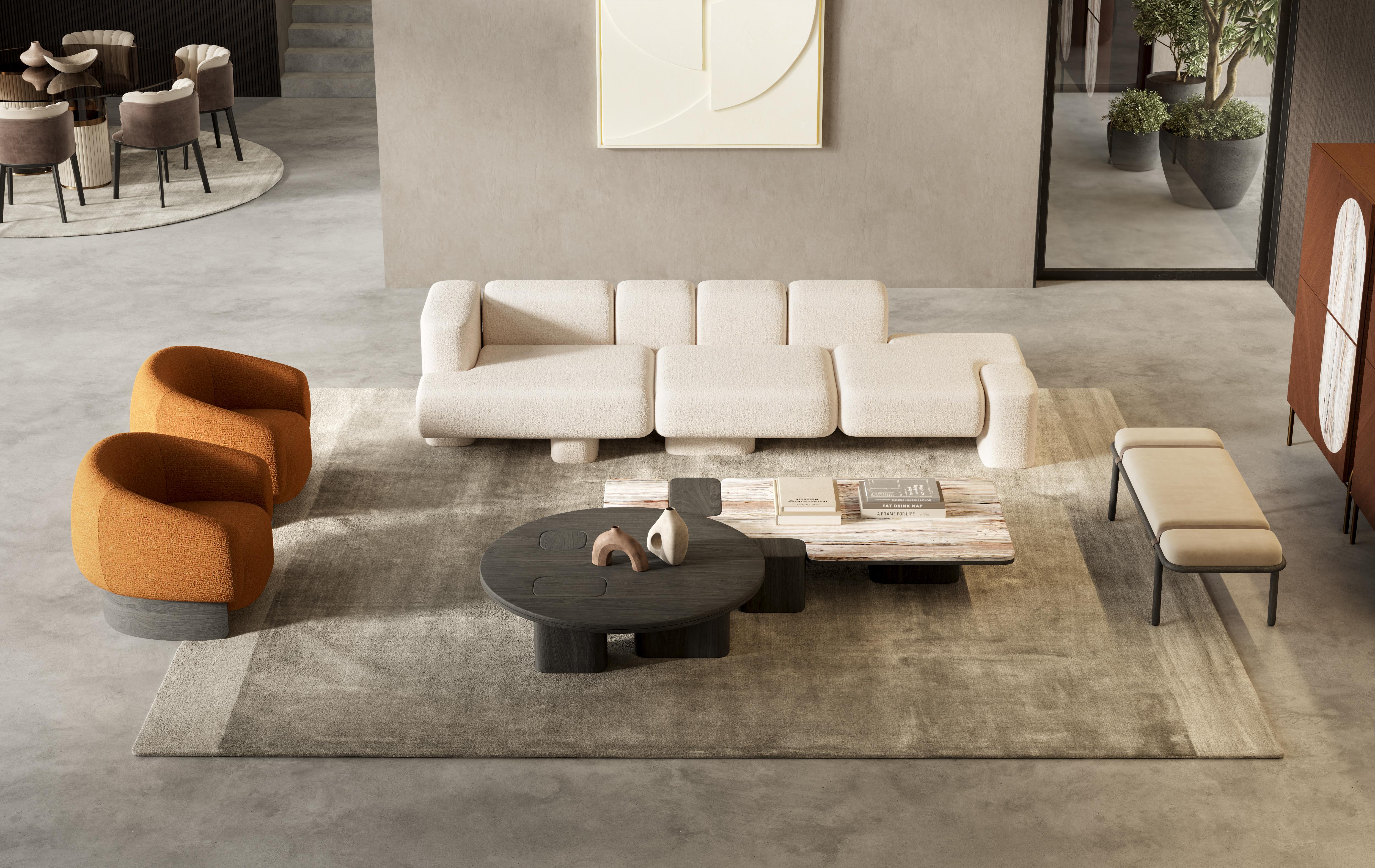 Fabric Cusco 3P Carpanese Home Italia Upholstered Modular Sofa Modern 21st Century For Sale