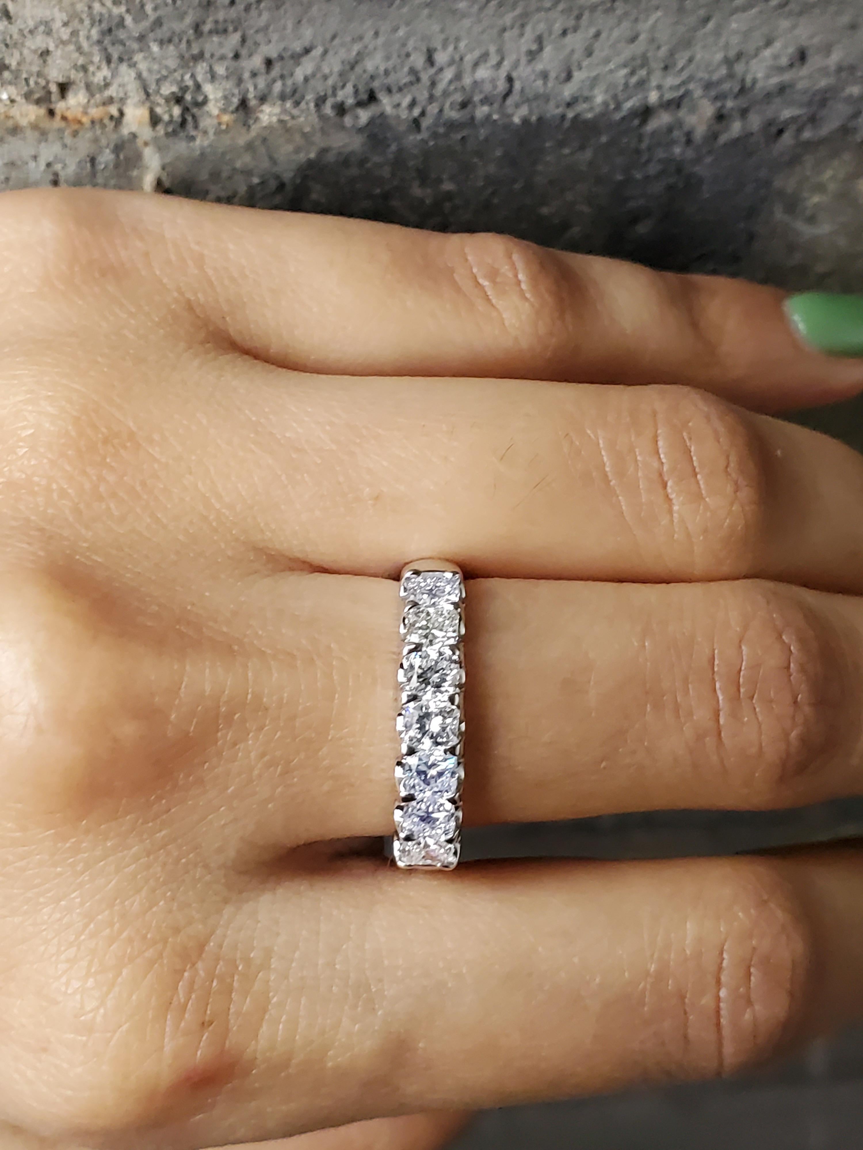 Cushion Diamond Anniversary Ring in 14 Karat White Gold For Sale 1