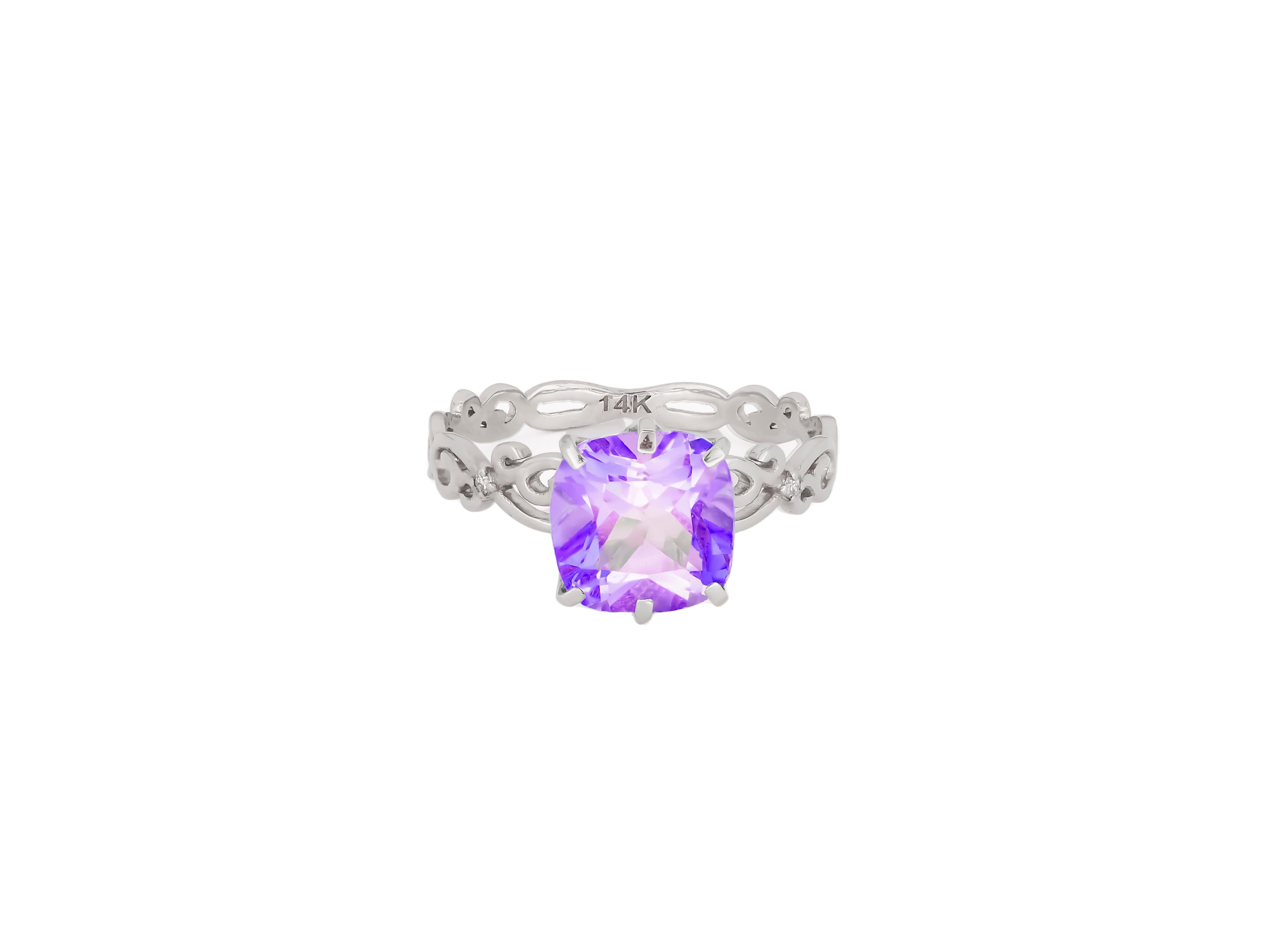 For Sale:  Cushion amethyst 14k gold Ring. 3