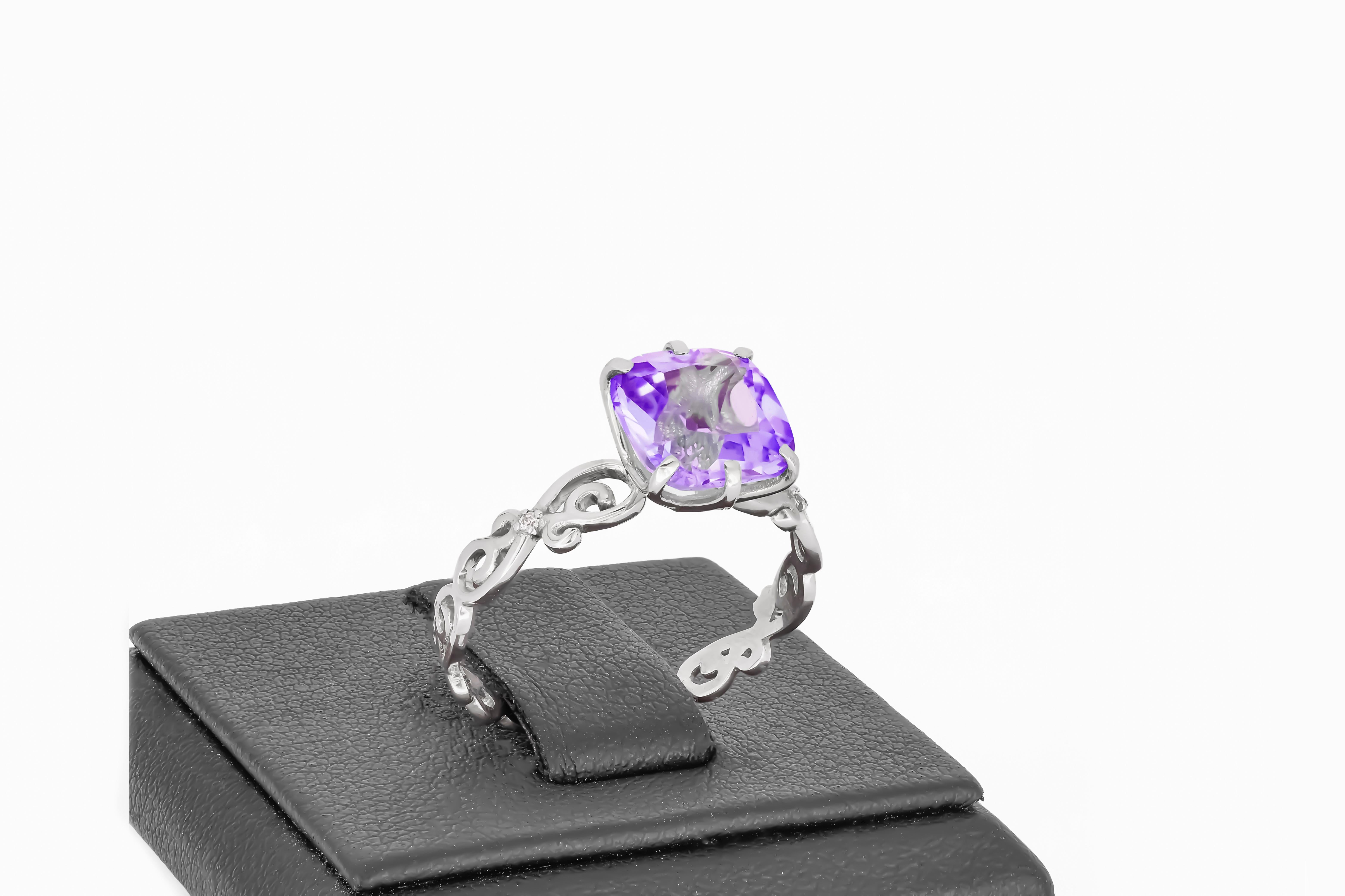 For Sale:  Cushion amethyst 14k gold Ring. 5