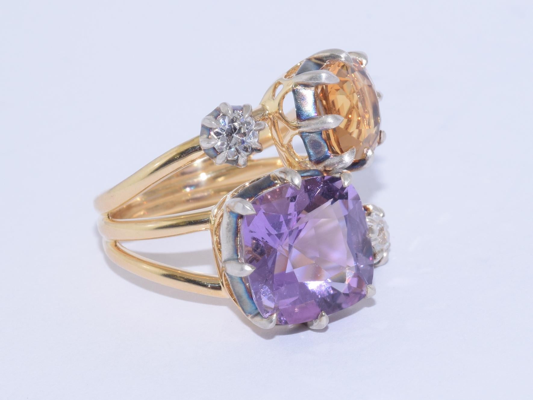 amethyst and citrine ring
