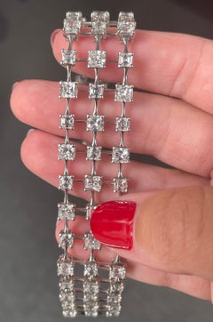 J. Birnbach 18.31 carat Cushion and Asscher Diamond Triple Row Bracelet