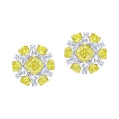 Cushion and Heart Floral Earring, 7.30ct