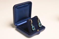 Natural Topaz and Diamond Earrings 10ct Cushion Cut Topaz Yellow Gold Earrings
