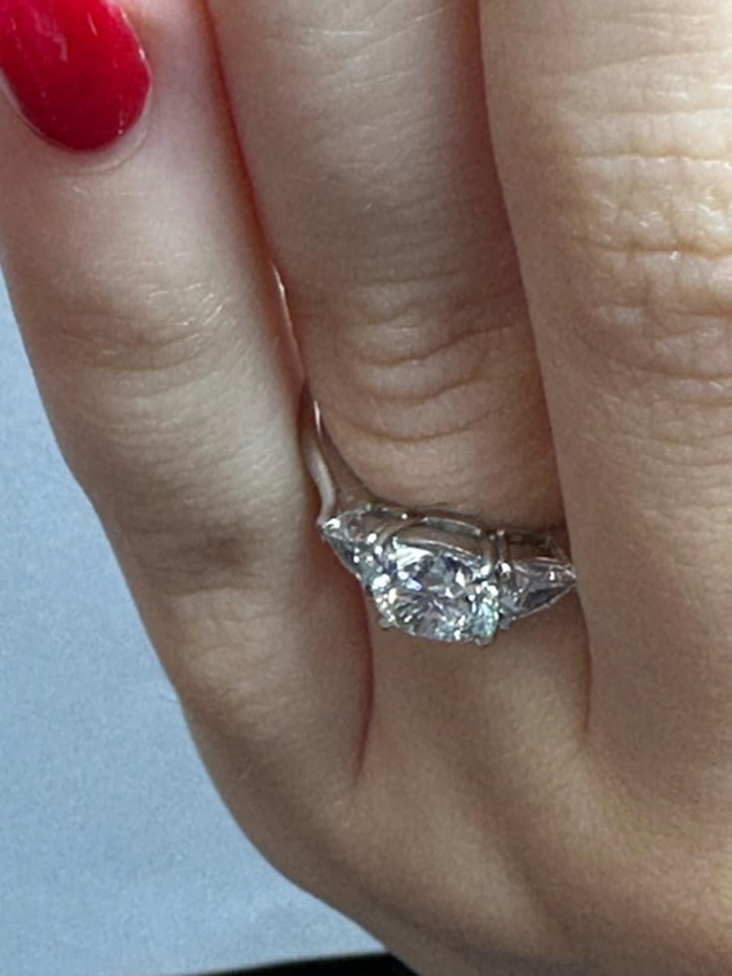 Cushion Brilliant Platinum Diamond Engagement Ring  For Sale 6