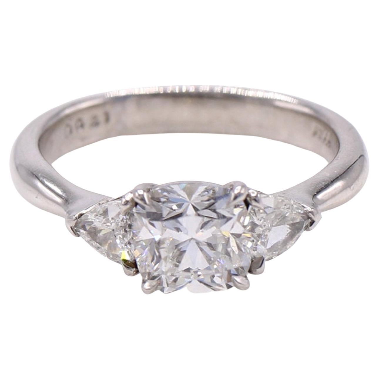 Cushion Brilliant Platinum Diamond Engagement Ring  For Sale