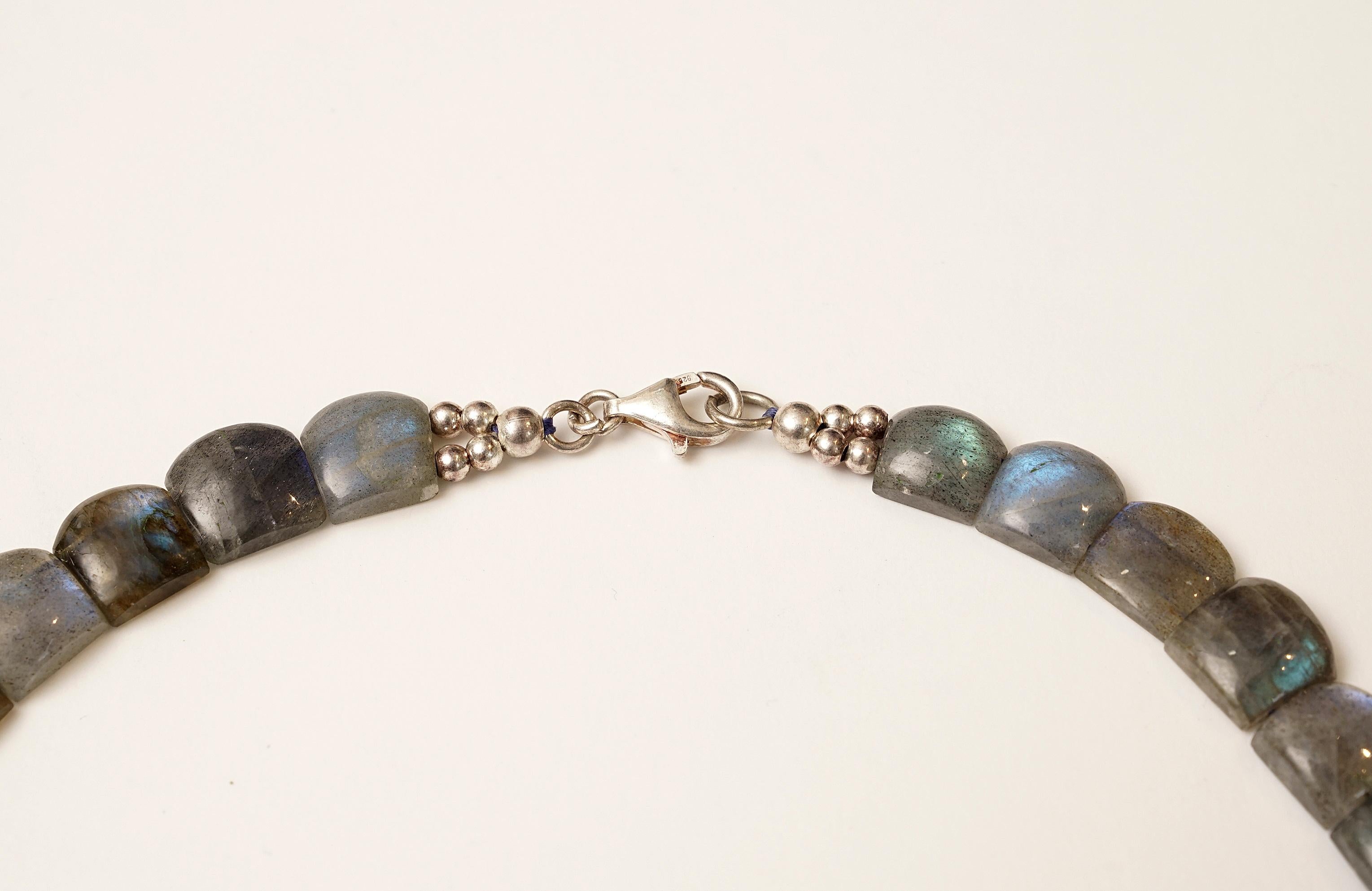 Women's or Men's Cushion Cabochon Labradorite Choker Necklace