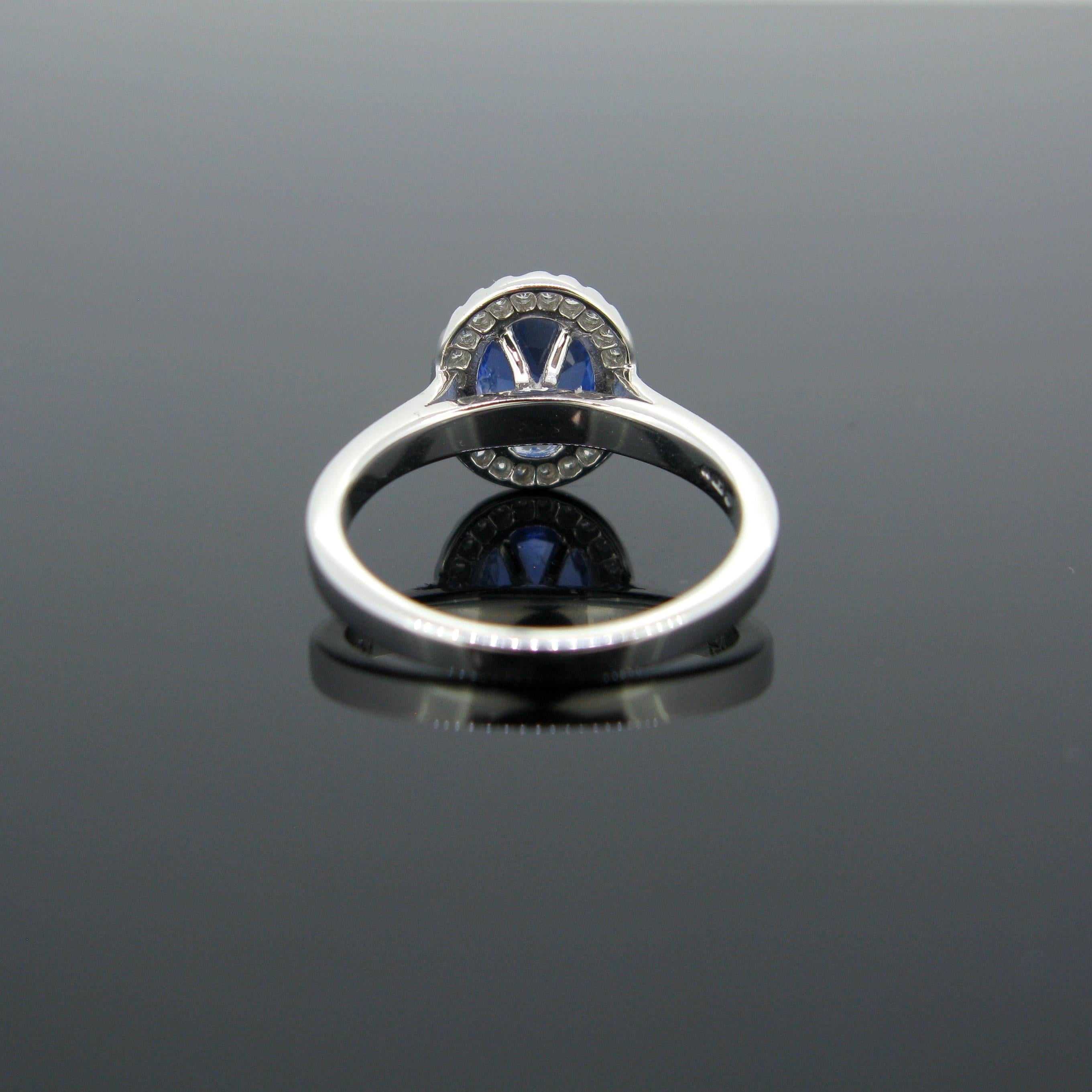 Cushion Cut Cushion Ceylon Sapphire Certified Diamond Cluster Band Ring