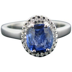 Cushion Ceylon Sapphire Certified Diamond Cluster Band Ring
