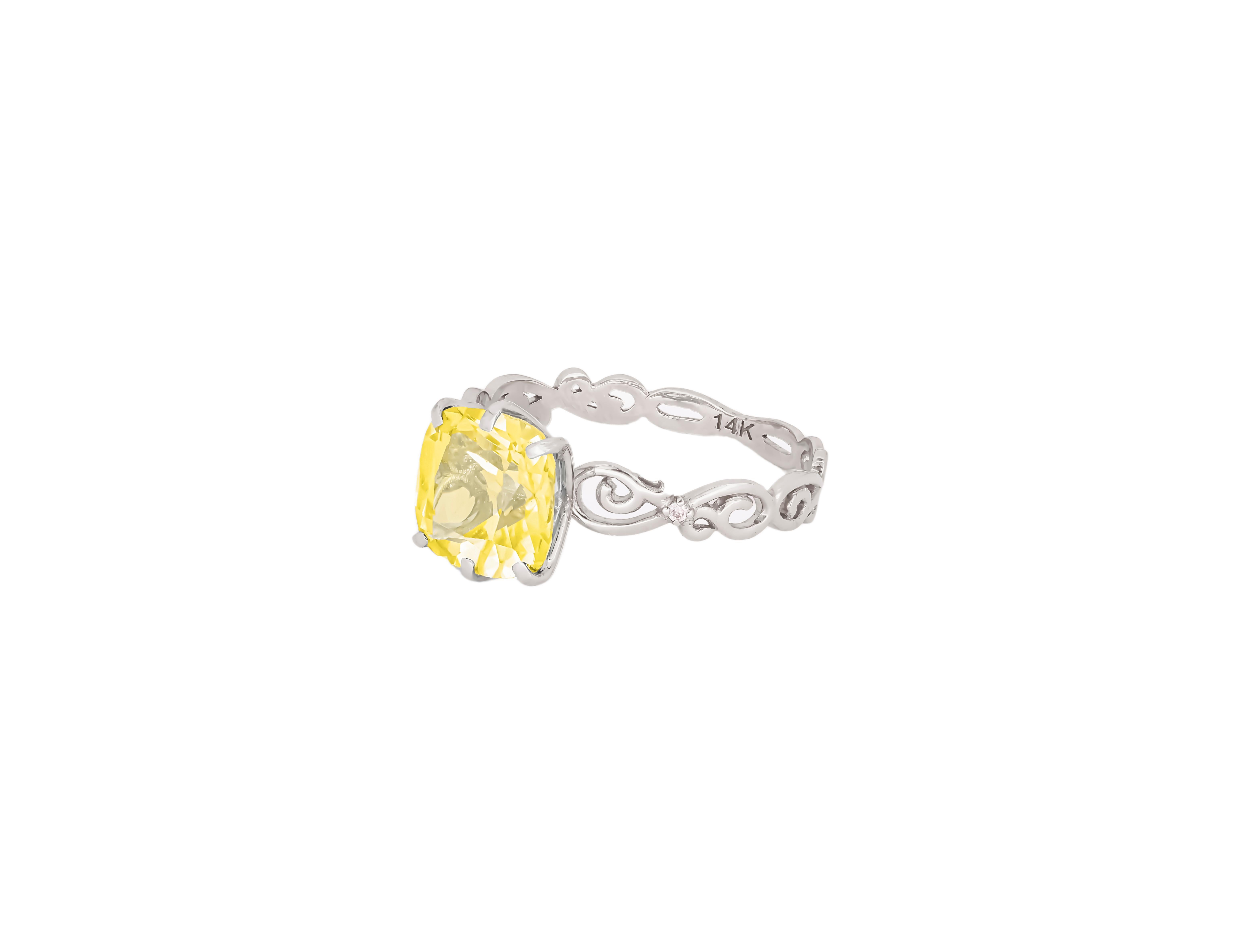 For Sale:  Cushion citrine 14k gold Ring. 4