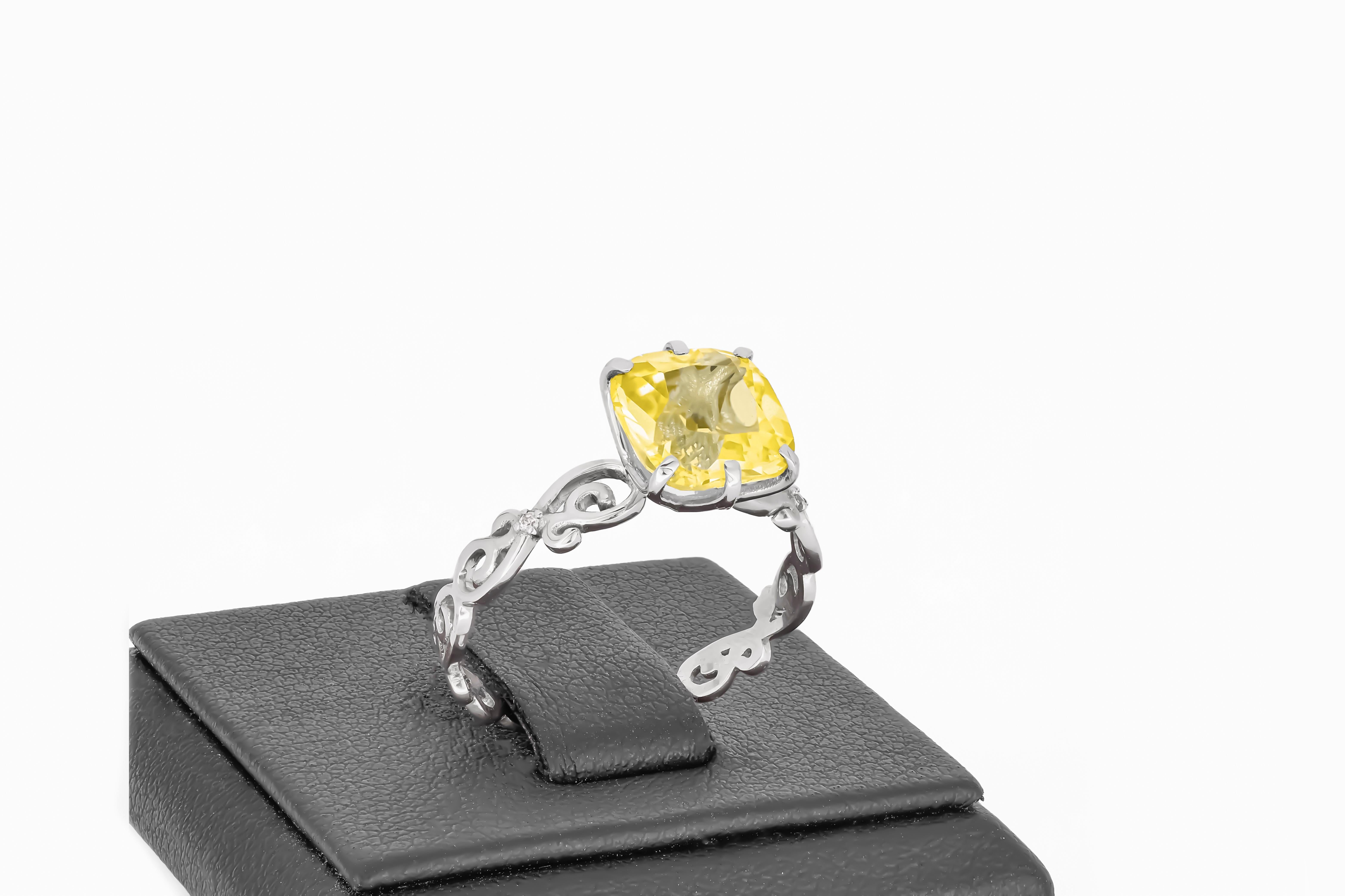 For Sale:  Cushion citrine 14k gold Ring. 5