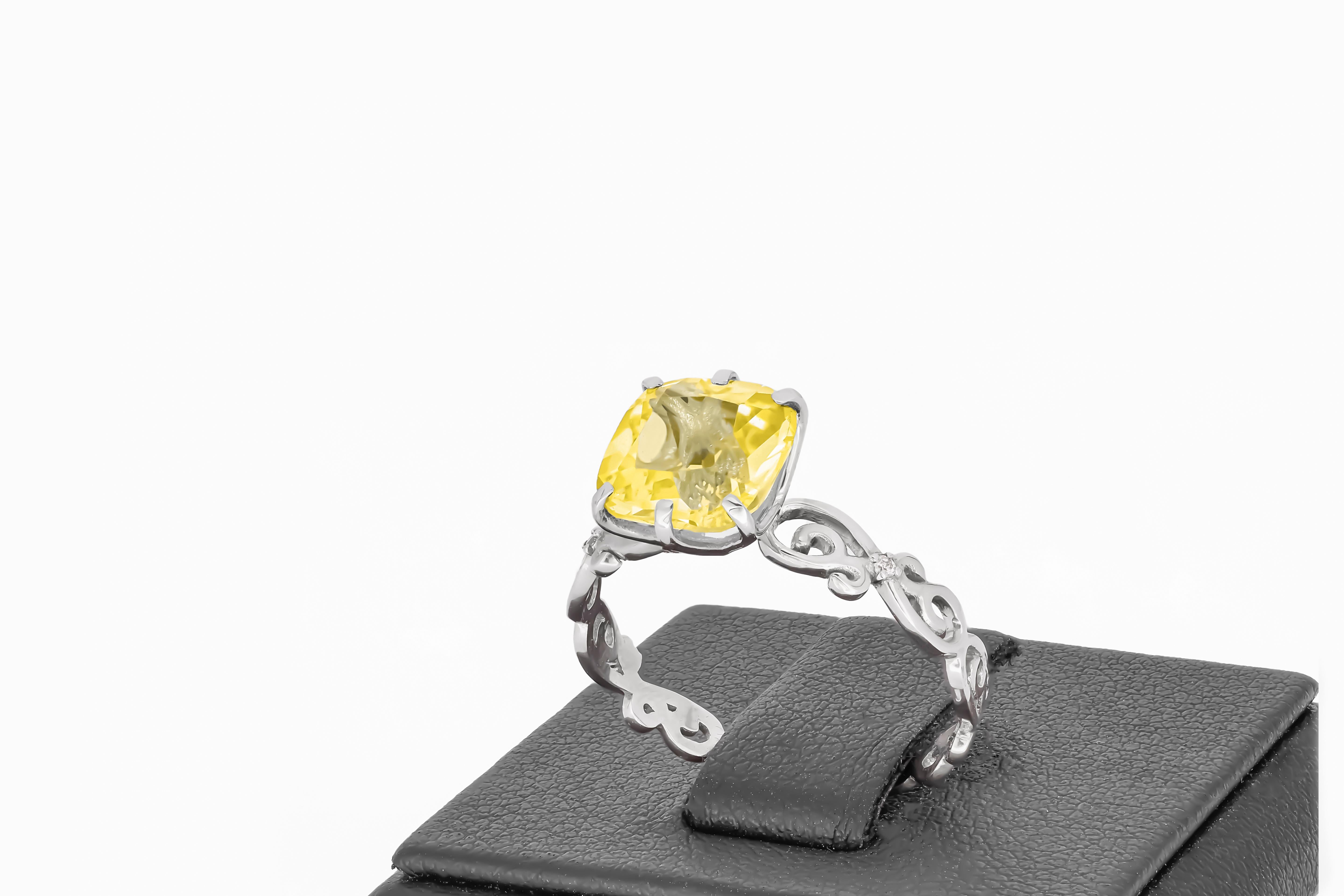 For Sale:  Cushion citrine 14k gold Ring. 6