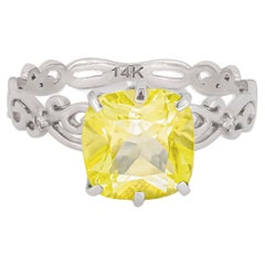 Cushion citrine 14k gold Ring.