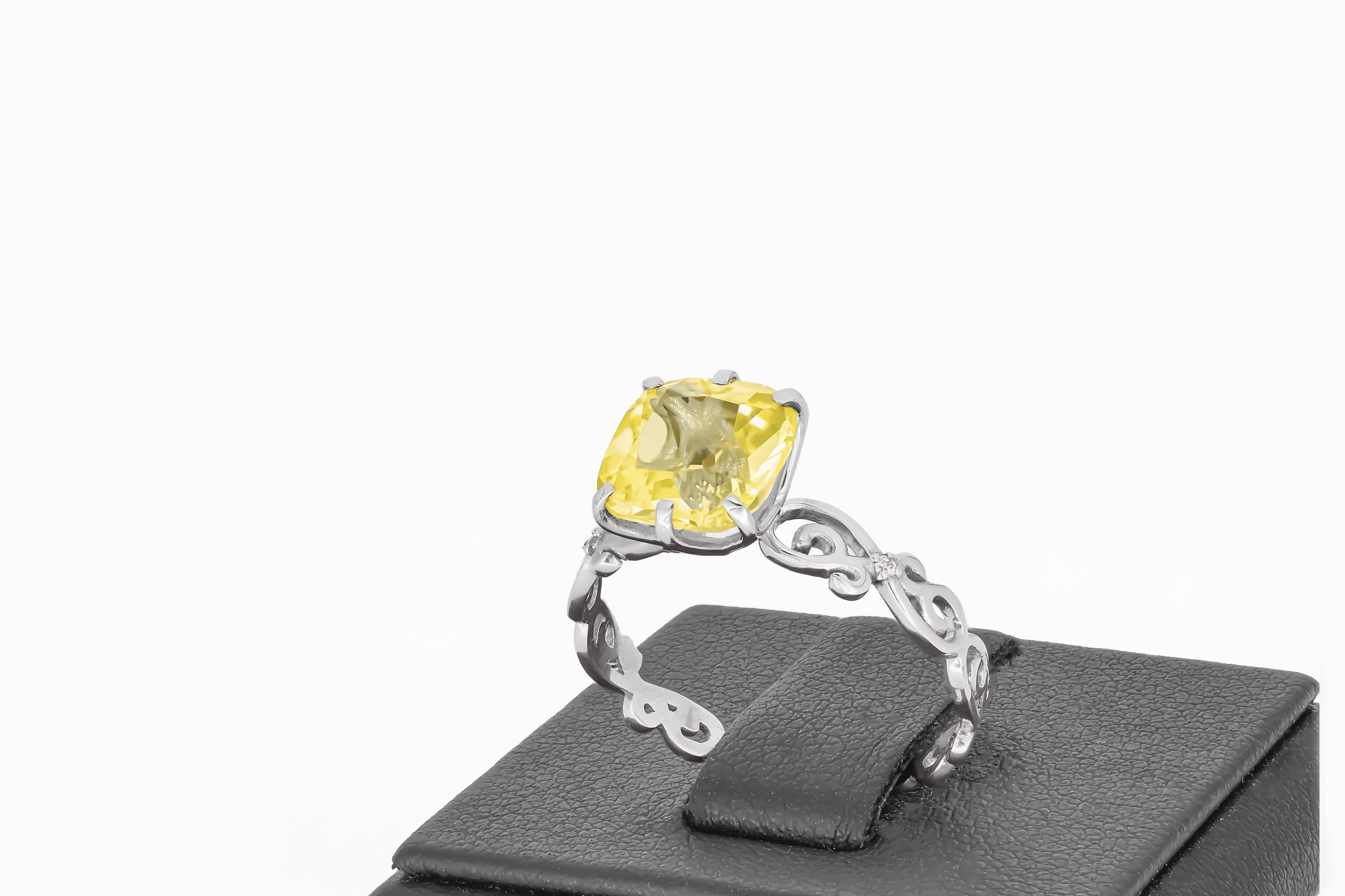 Im Angebot: Ring mit kugelförmigem Citrin () 4