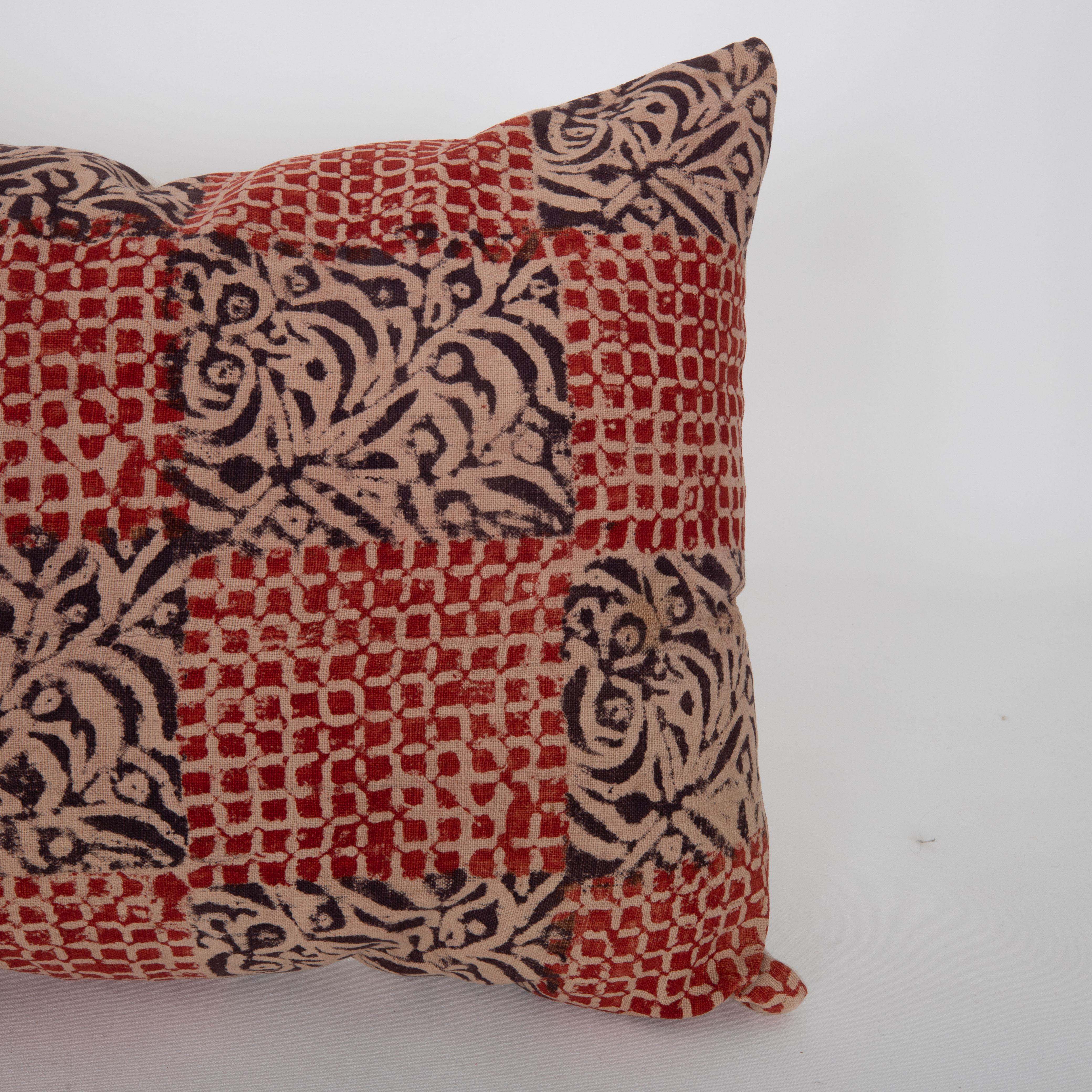 Kalamkari Cushion Cover Made From an Uzbek Hand Block Printed Panel For Sale