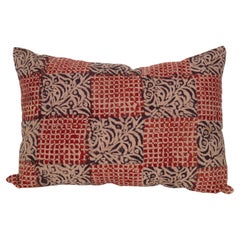 Antique Cushion Cover Made From an Uzbek Hand Block Printed Panel