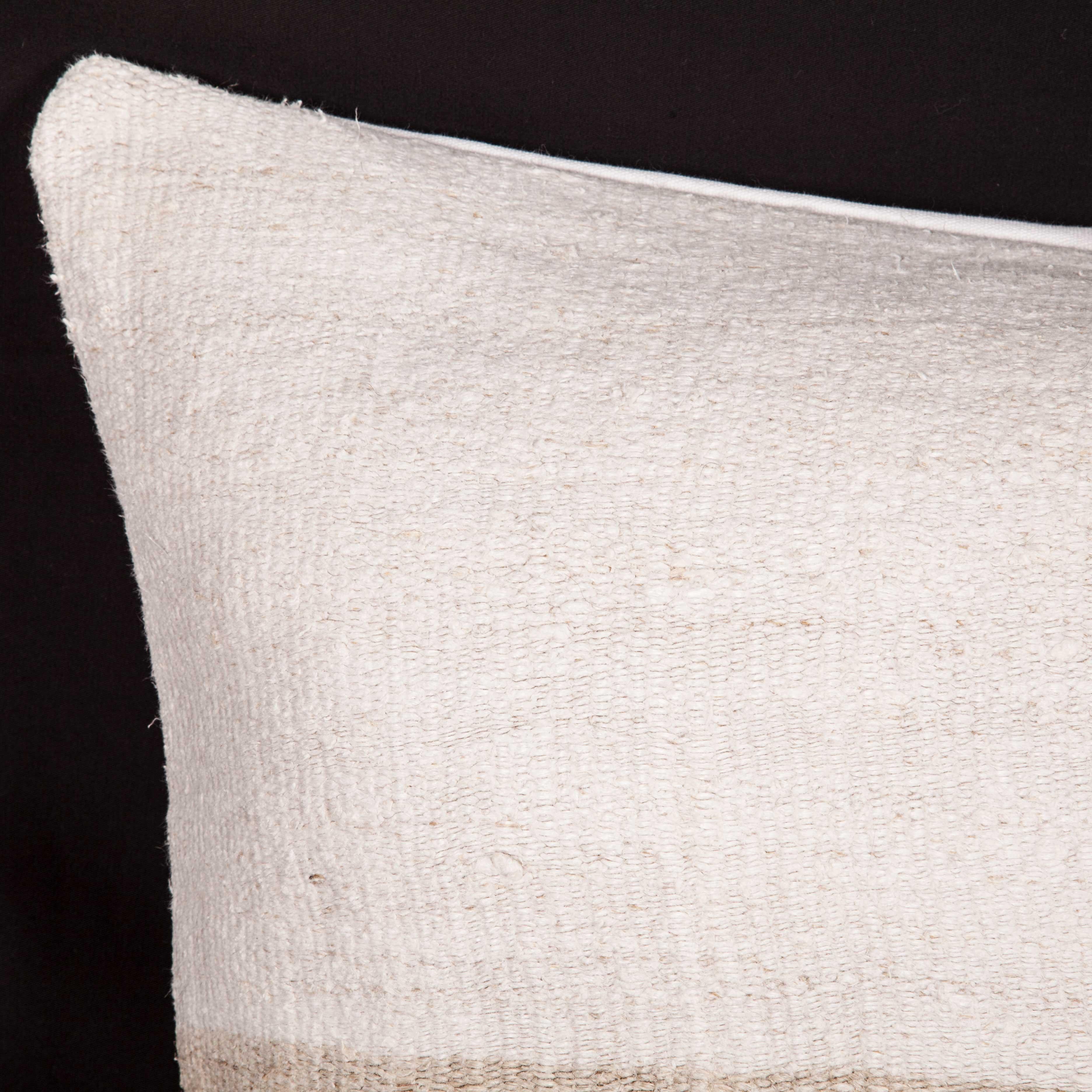 Turkish Cushion Cover or Pillow Fashioned from a Mid-20th Century Anatolian Hemp Kilim