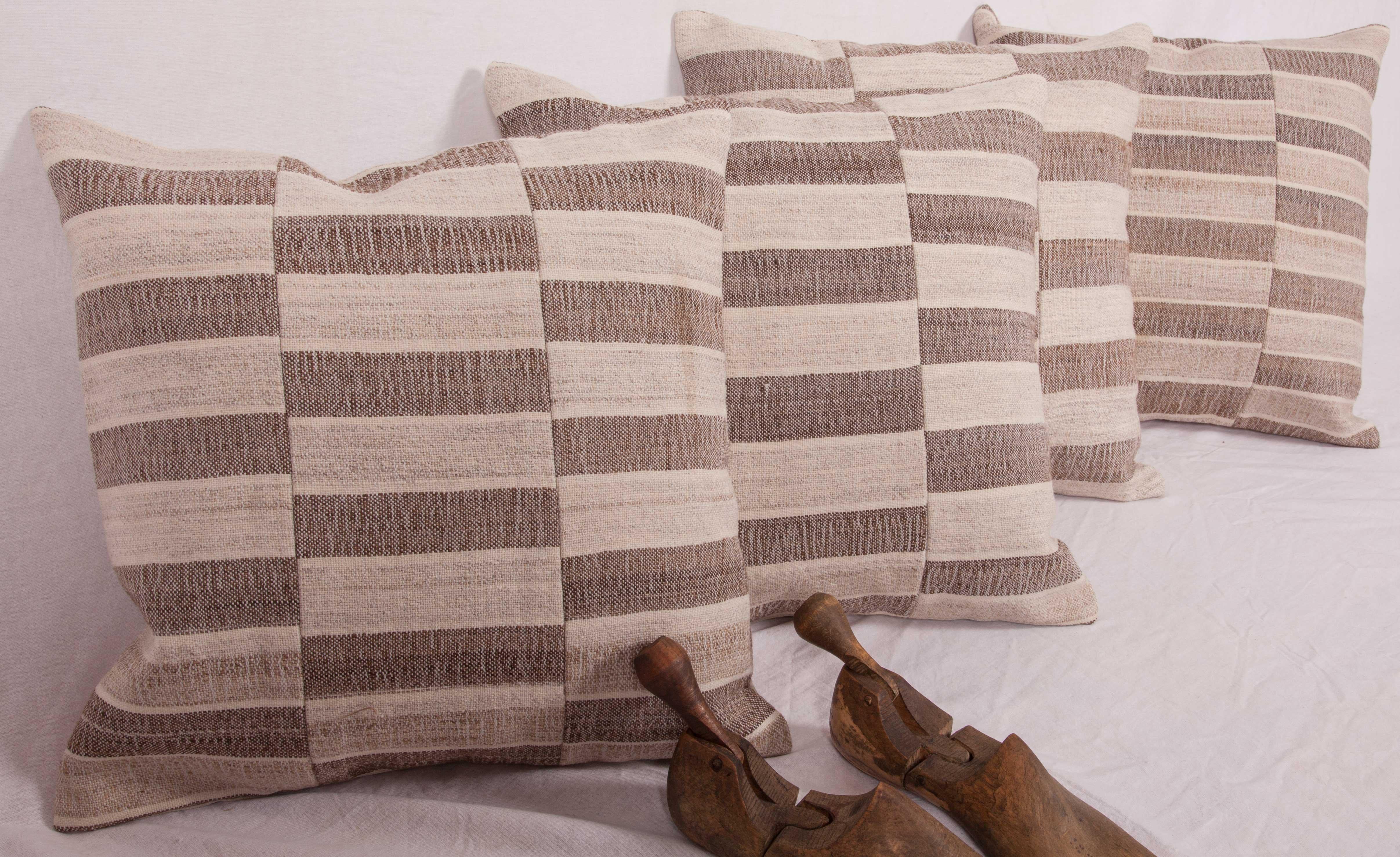 20th Century Cushion Covers Fashioned from a Midcentury Turkish Wool and Cotton Kilim