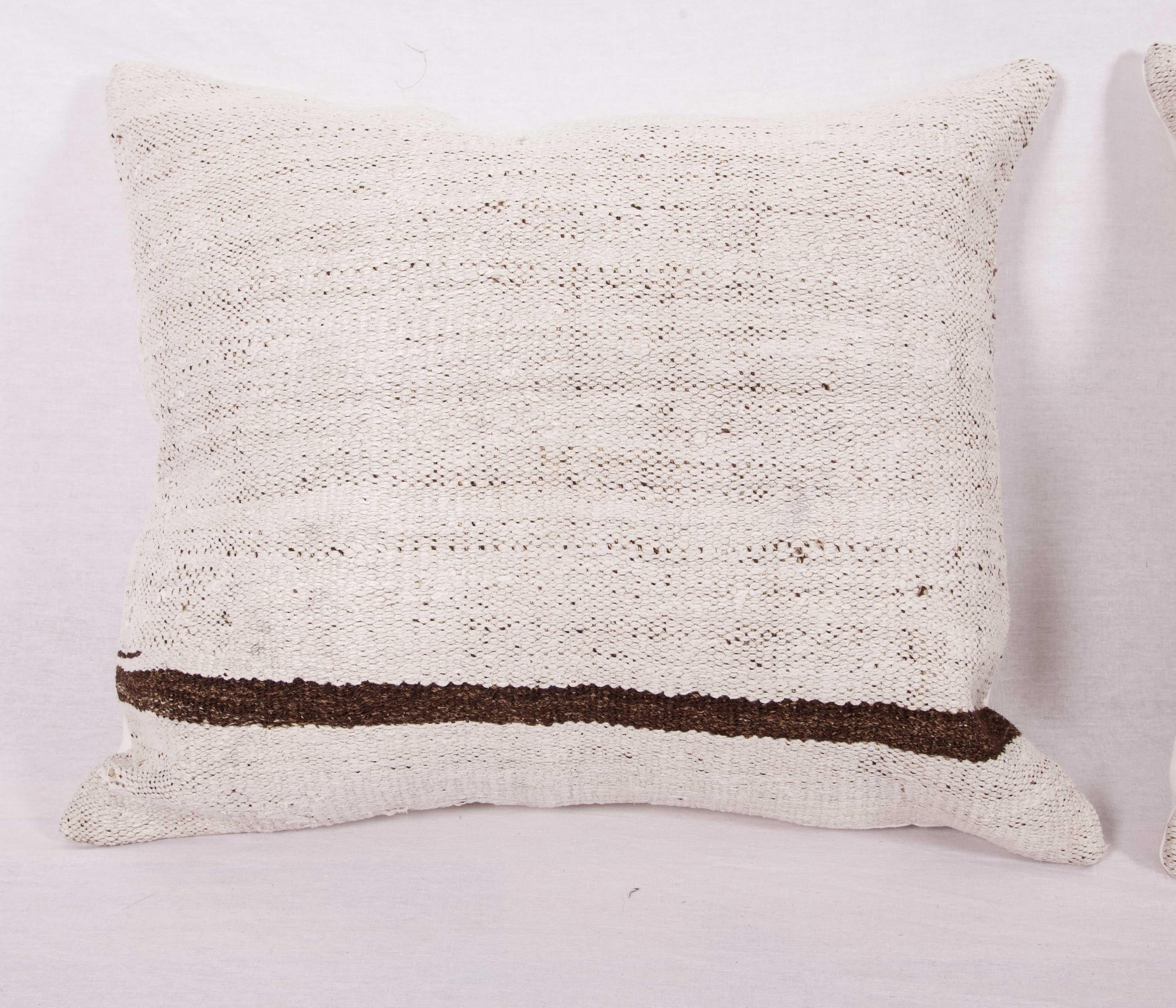 Cushion Covers or Pillow Fashioned from a Mid-20th Century Anatolian Hemp Kilim (Kelim)