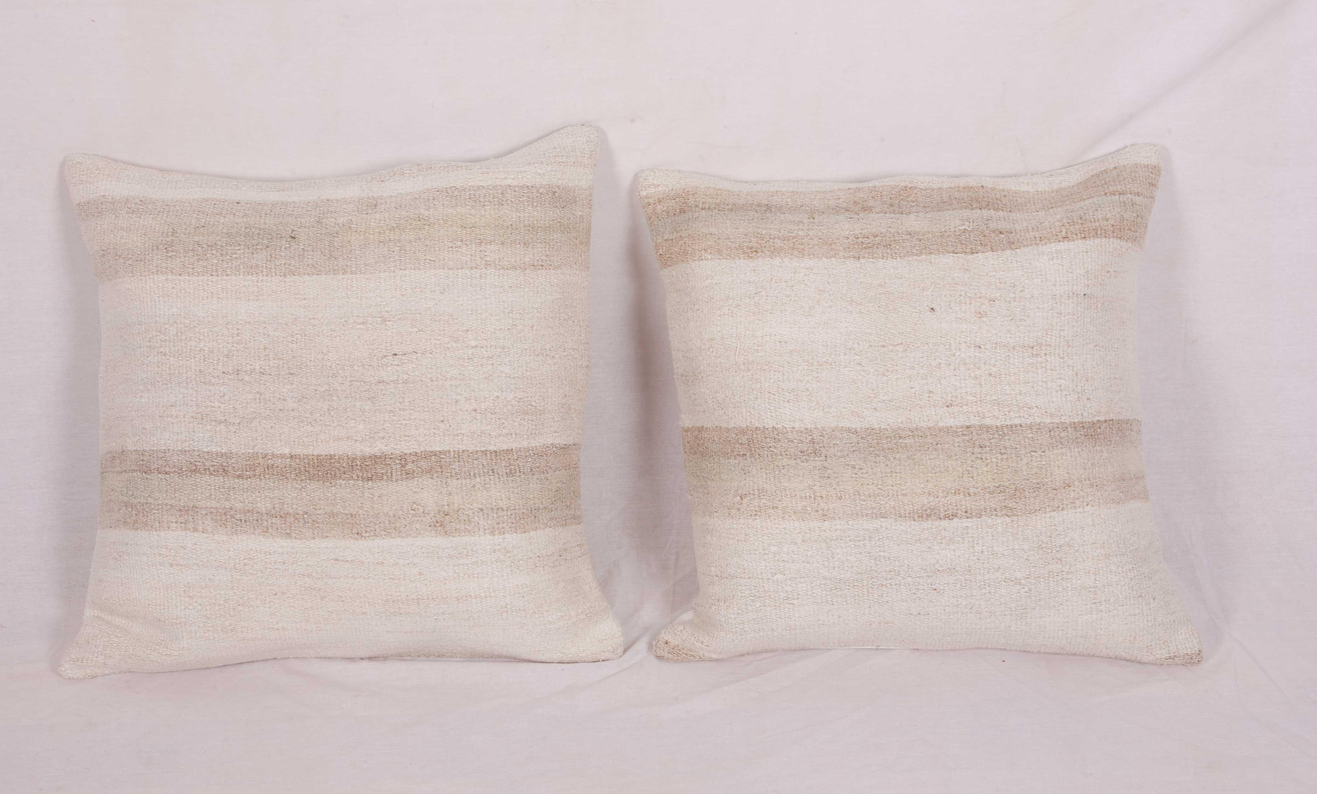 Turkish Cushion Covers or Pillows Fashioned from a Mid-20th Century Anatolian Hemp Kilim