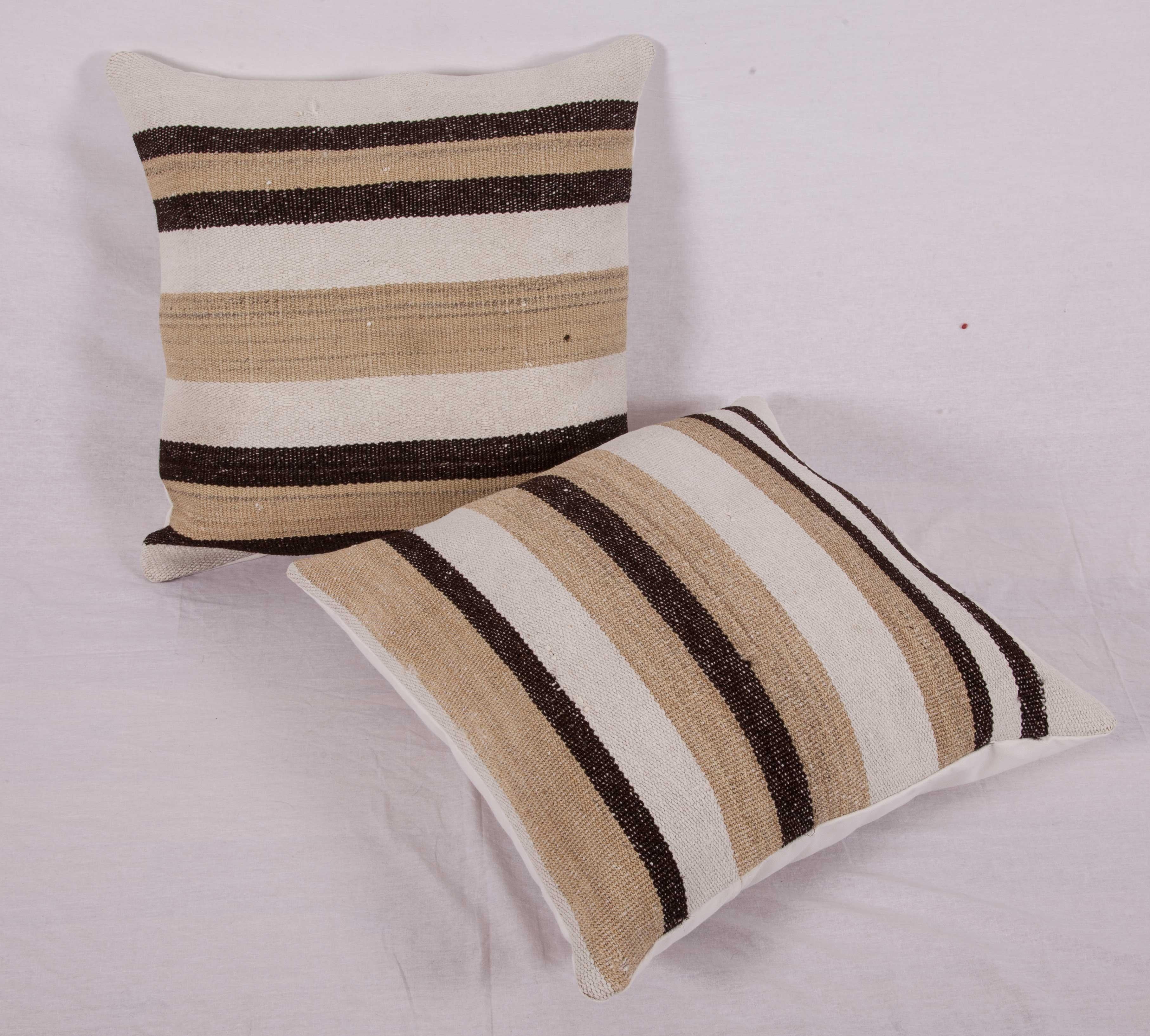 Turkish Cushion Covers or Pillows Fashioned from a Mid-20th Century Anatolian Hemp Kilim