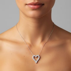 Cushion Cut 14K (or 18k upon request) White Gold Open Heart Diamond Necklace