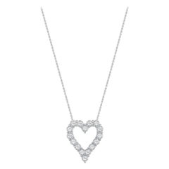 Collier à cœur ouvert en or blanc 14 carats taille coussin