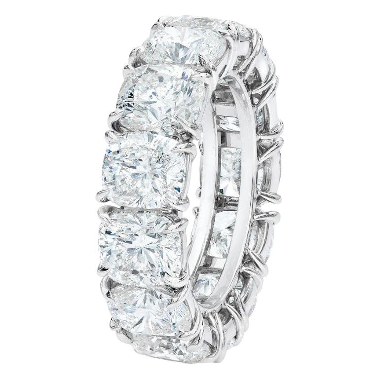 Cushion Cut 15 Carat Diamond Eternity 950 Platinum Band For Sale