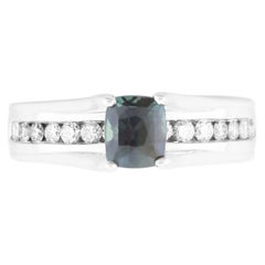 Cushion Cut Alexandrite Color Change Diamond Channel Engagement Cocktail Ring