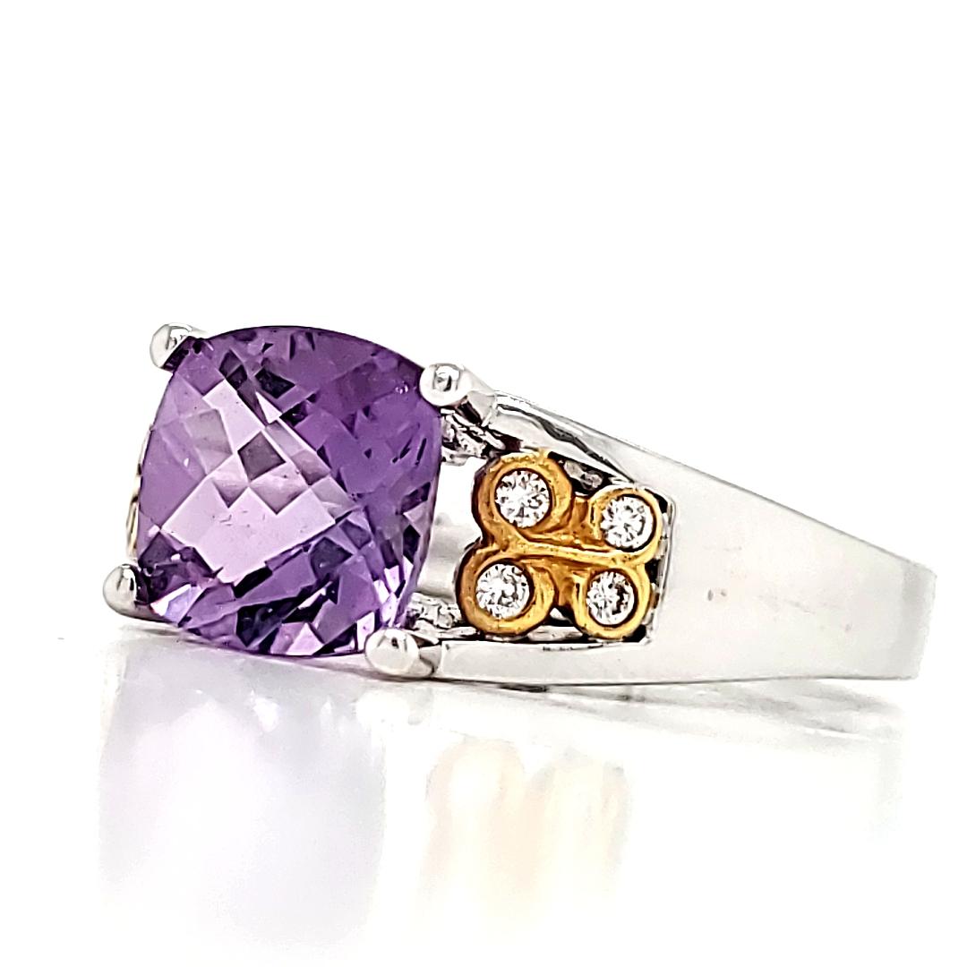 Square Cut Cushion Cut Amethyst Cts 2 Diamond Engagement Ring For Sale