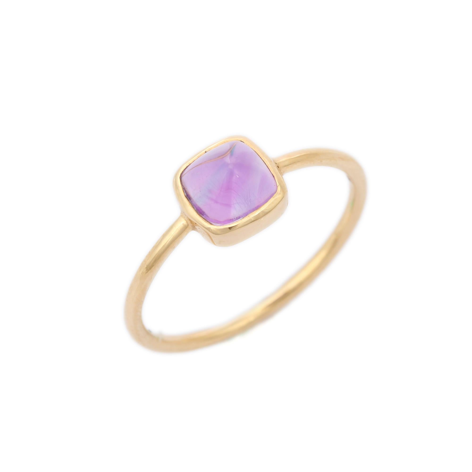 En venta: Anillo de compromiso de amatista talla cojín en oro amarillo de 14 quilates  5