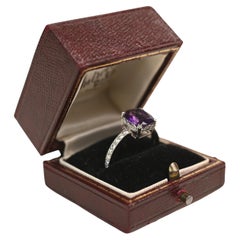 Amethyst and Diamond Ring. 2.20ct Cushion Cut Platinum Ring Diamond Eternity