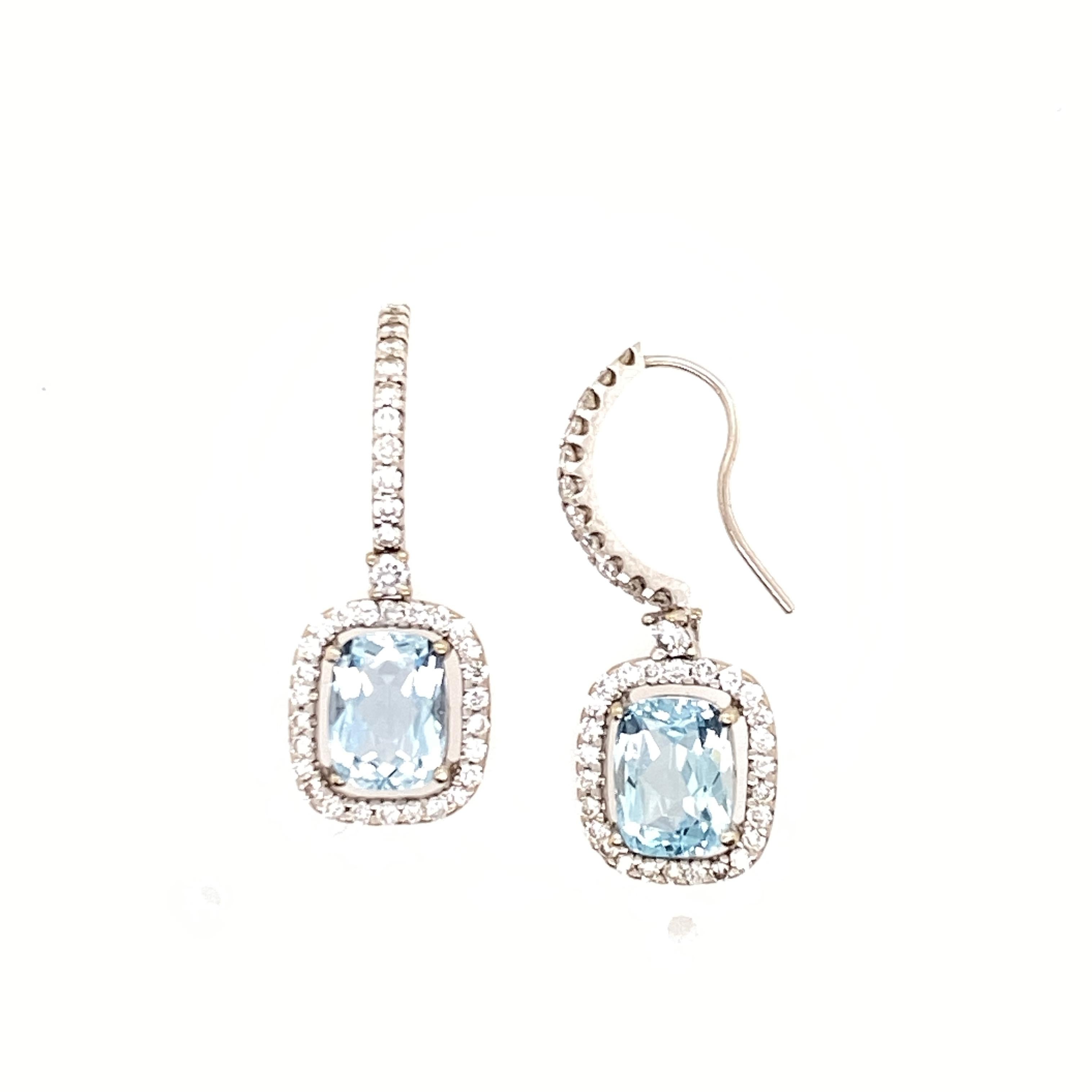 cushion cut aquamarine earrings