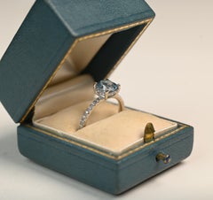 Cushion Cut Aquamarine Engagement Ring. Diamond Half Eternity 18K White Gold