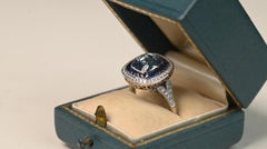 Aquamarine Double Halo Ring. 2ct Cushion Cut Sapphire Diamond 18 White Gold Ring