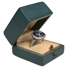 Aquamarine Double Halo Ring. 2ct Cushion Cut Sapphire Diamond 18 White Gold Ring