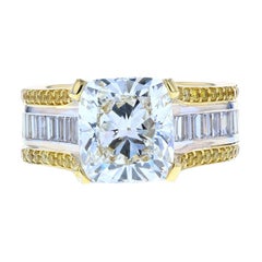 Cushion Cut Baguette with Two-Tone Gold and Yellow Diamond Pave