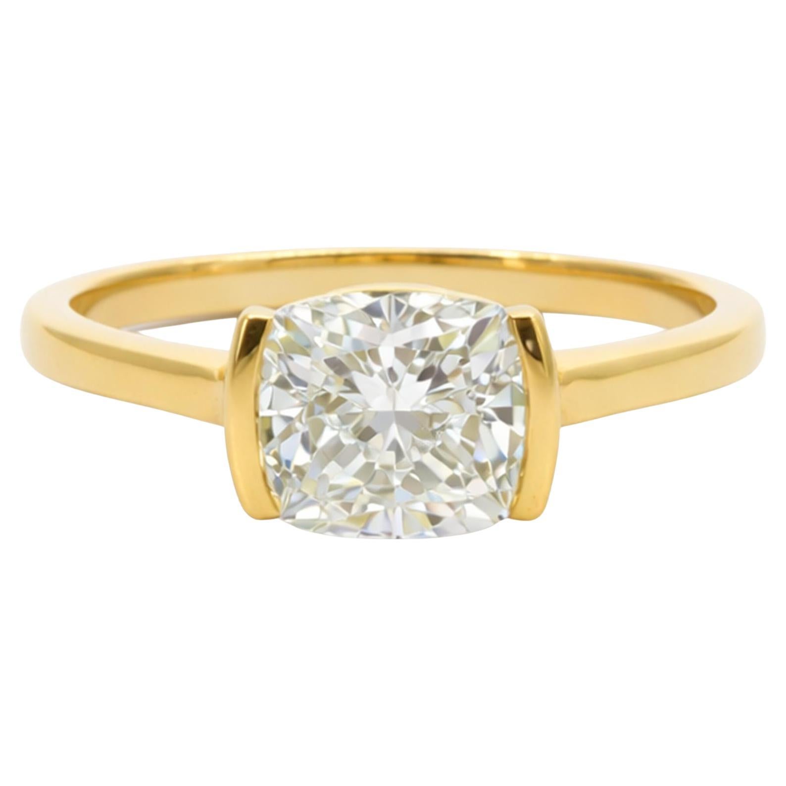 Cushion Cut Bezel Solitaire Ring