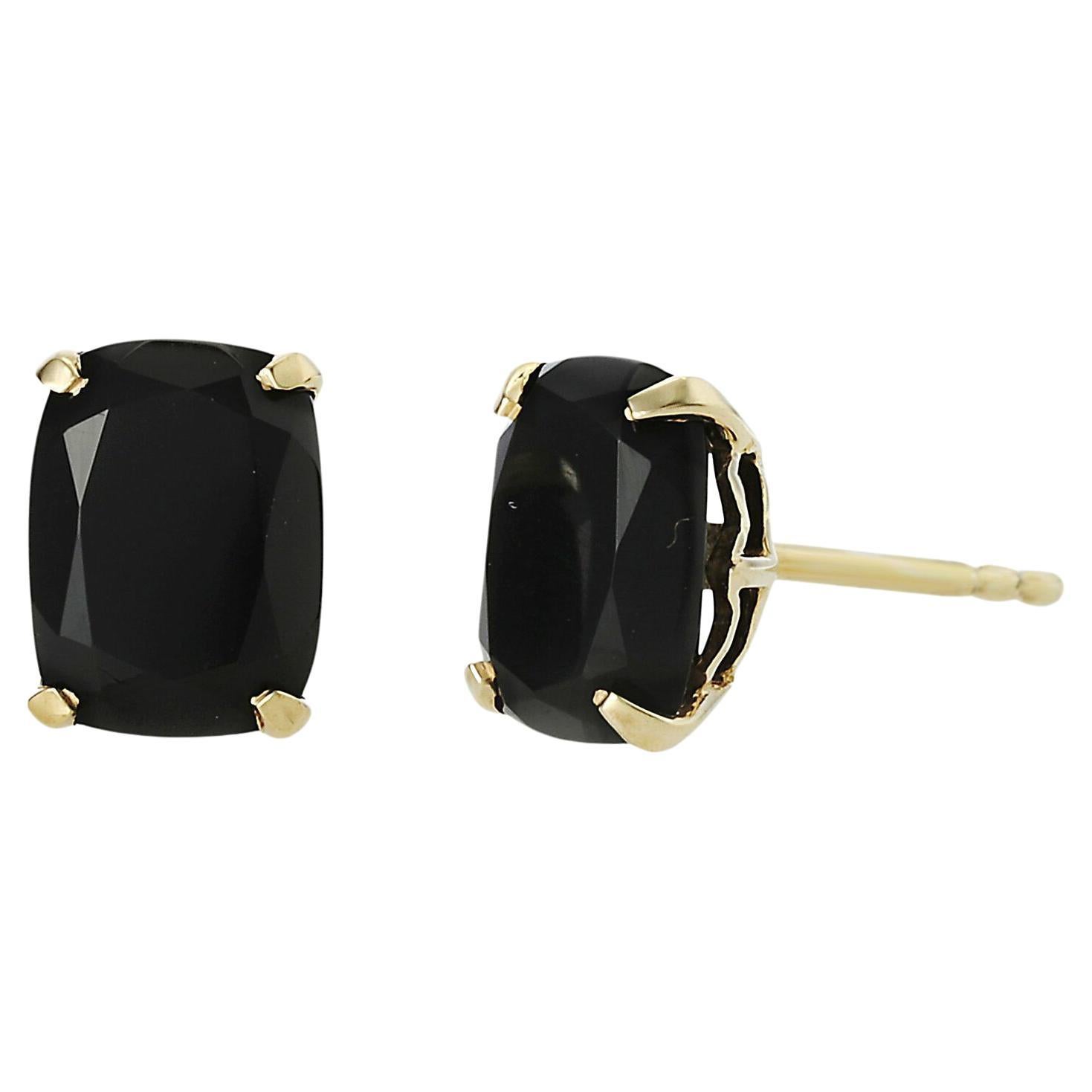 Green Quartz Four Prong Stud Earrings 14K Yellow Gold over .925