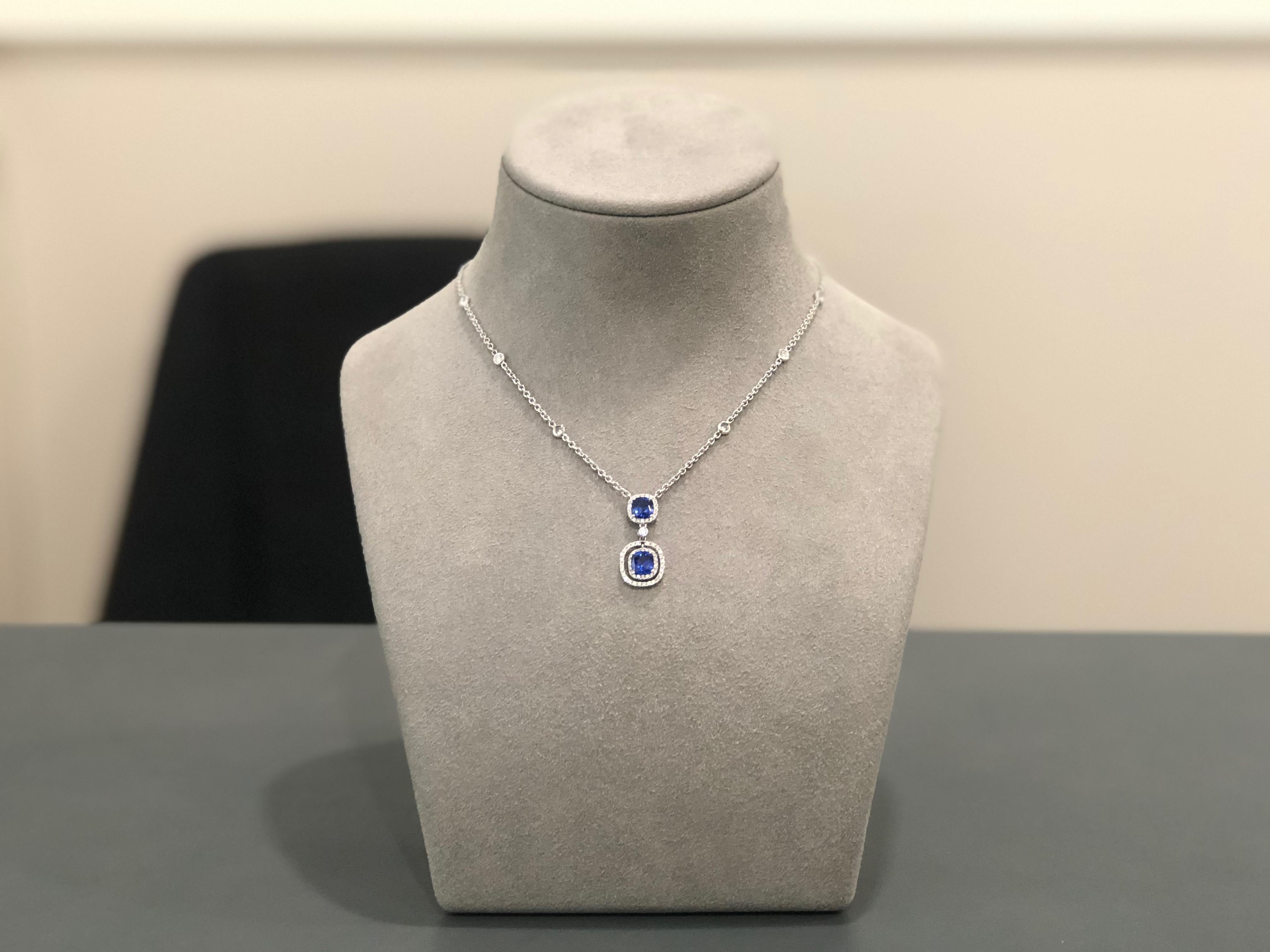 cushion cut sapphire necklace