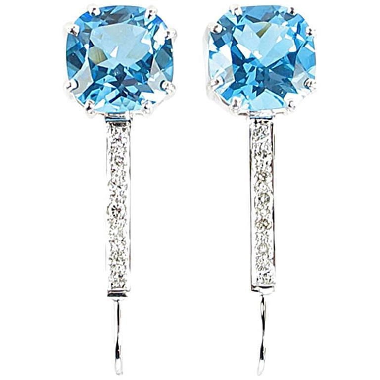 Blue Topaz & Diamond Gossip Drop Earrings