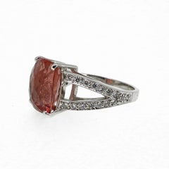 Cushion Cut Checkerboard Pink Tourmaline and Diamond Cocktail Ring 18 Karat