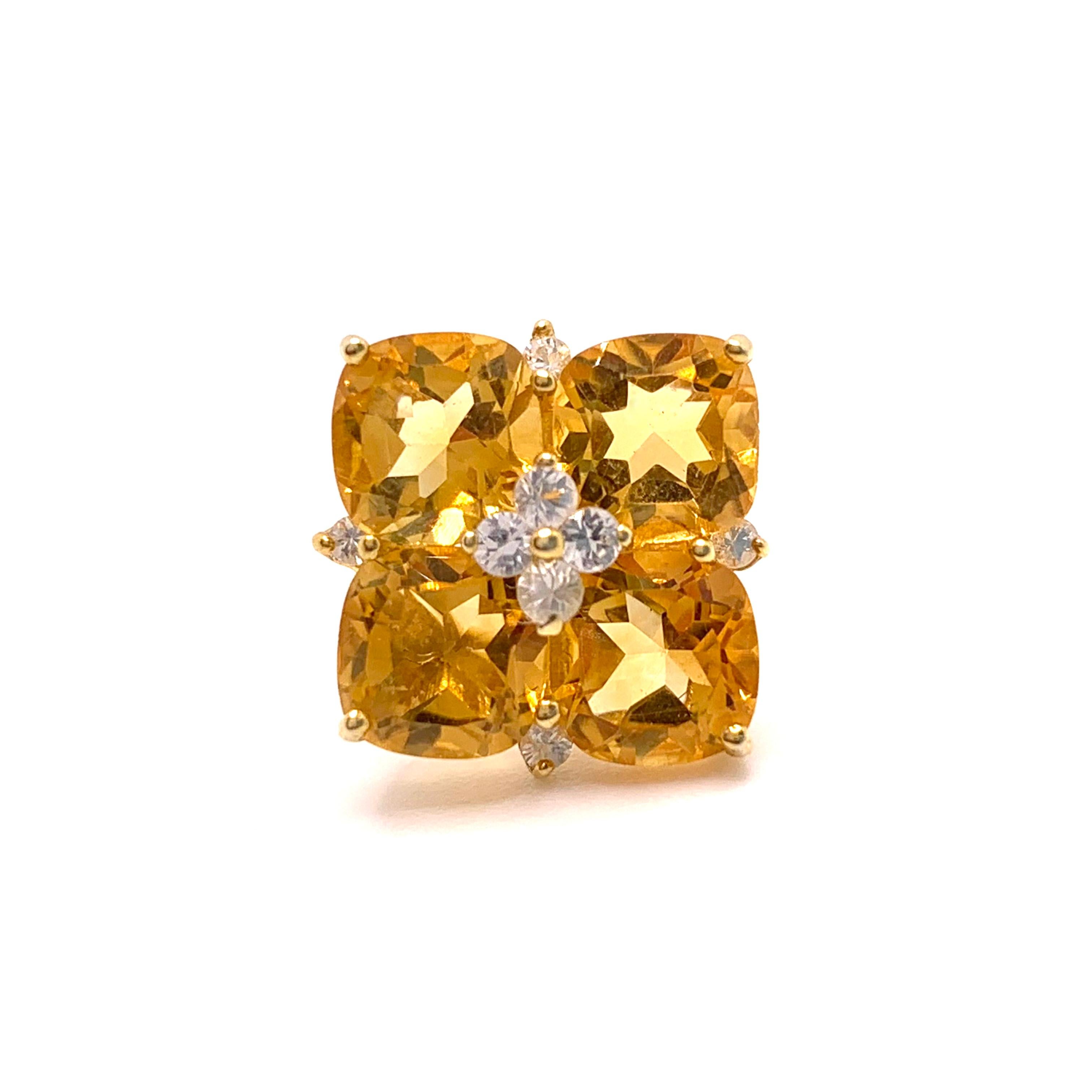 Cushion-cut Citrine Square Earrings In New Condition In Los Angeles, CA