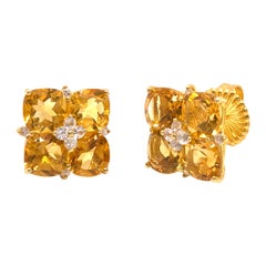 Cushion-cut Citrine Square Earrings