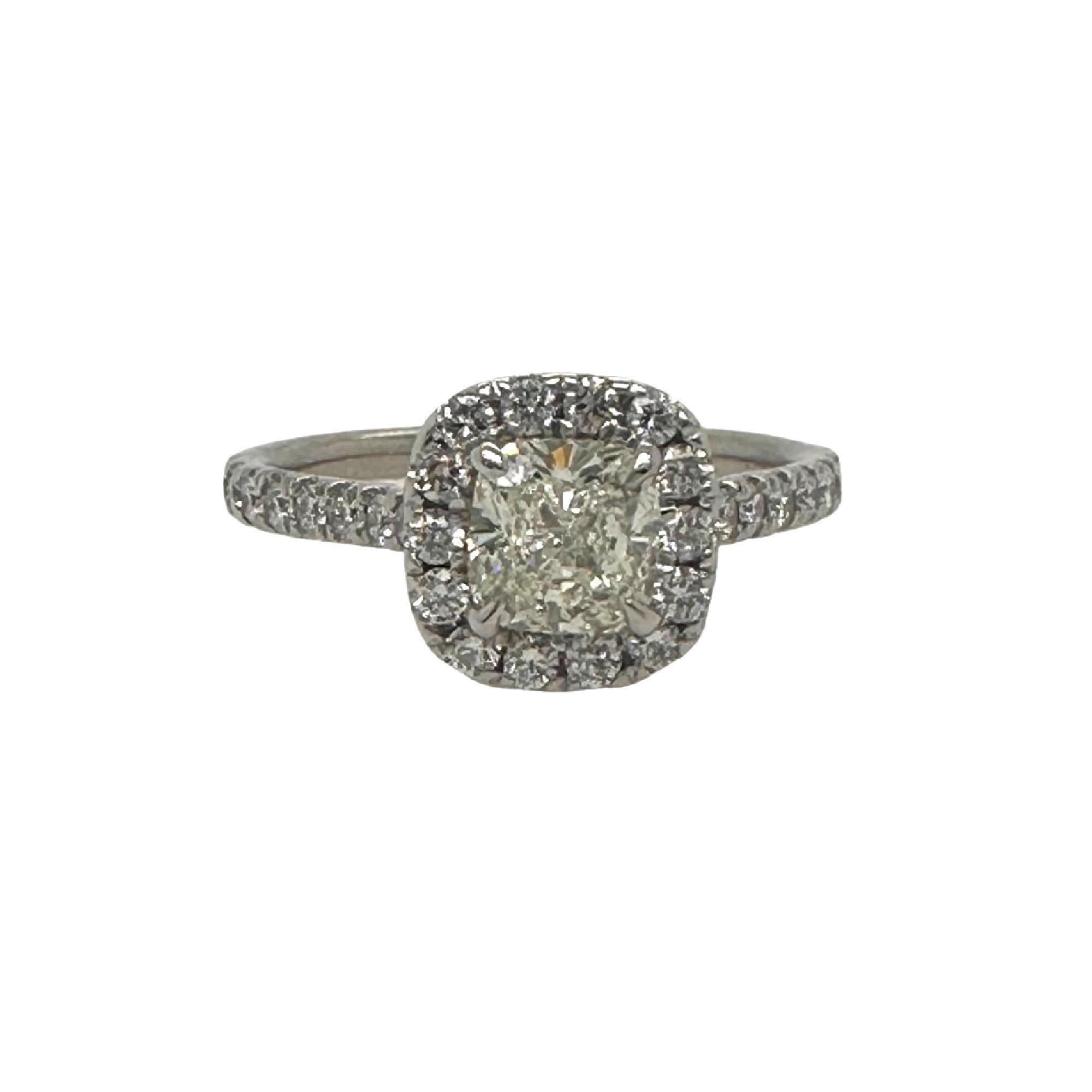 Cushion Cut Diamond 0.85 cts J SI1 Halo Engagement Ring EGL USA 14K White Gold For Sale 6