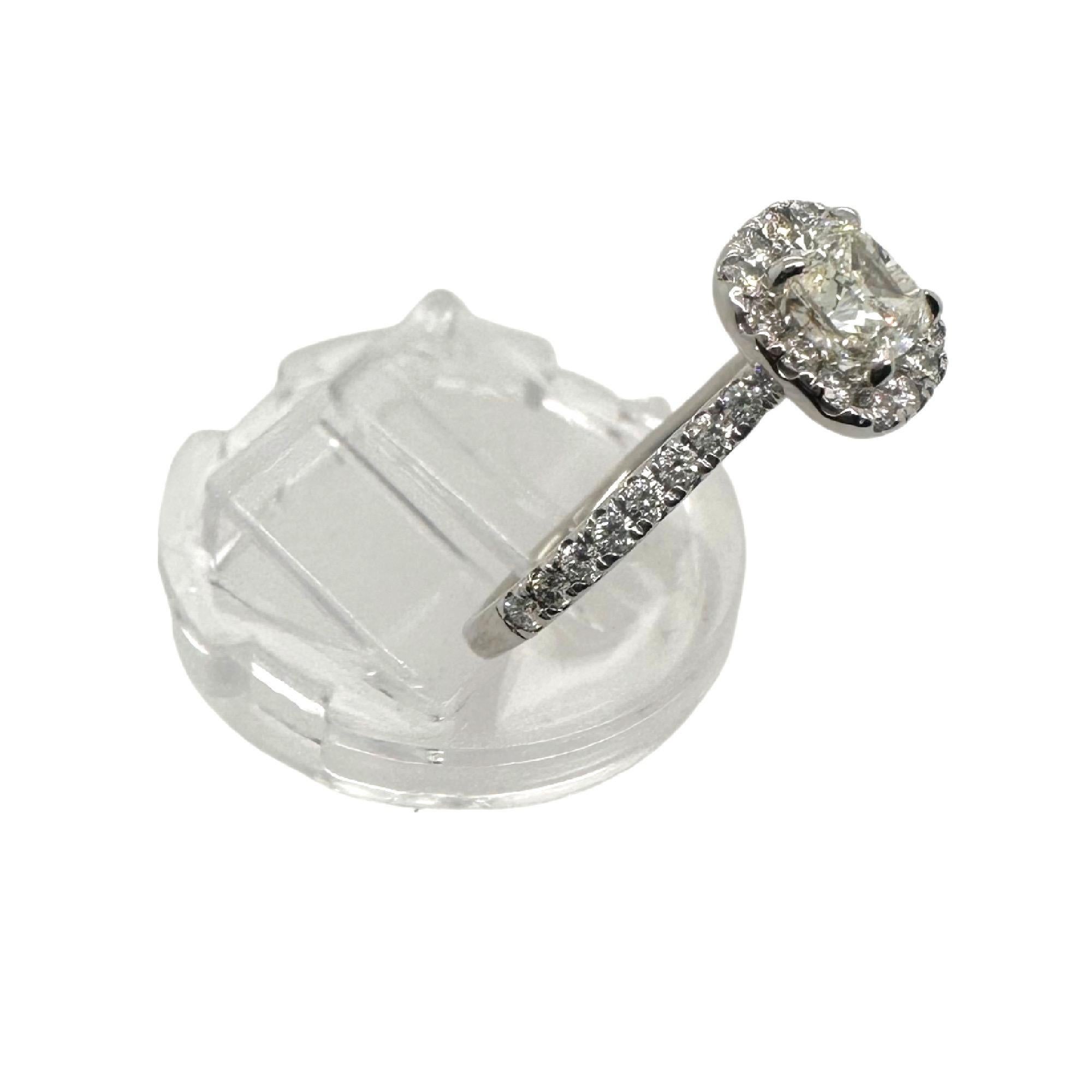 Cushion Cut Diamond 0.85 cts J SI1 Halo Engagement Ring EGL USA 14K White Gold For Sale 8