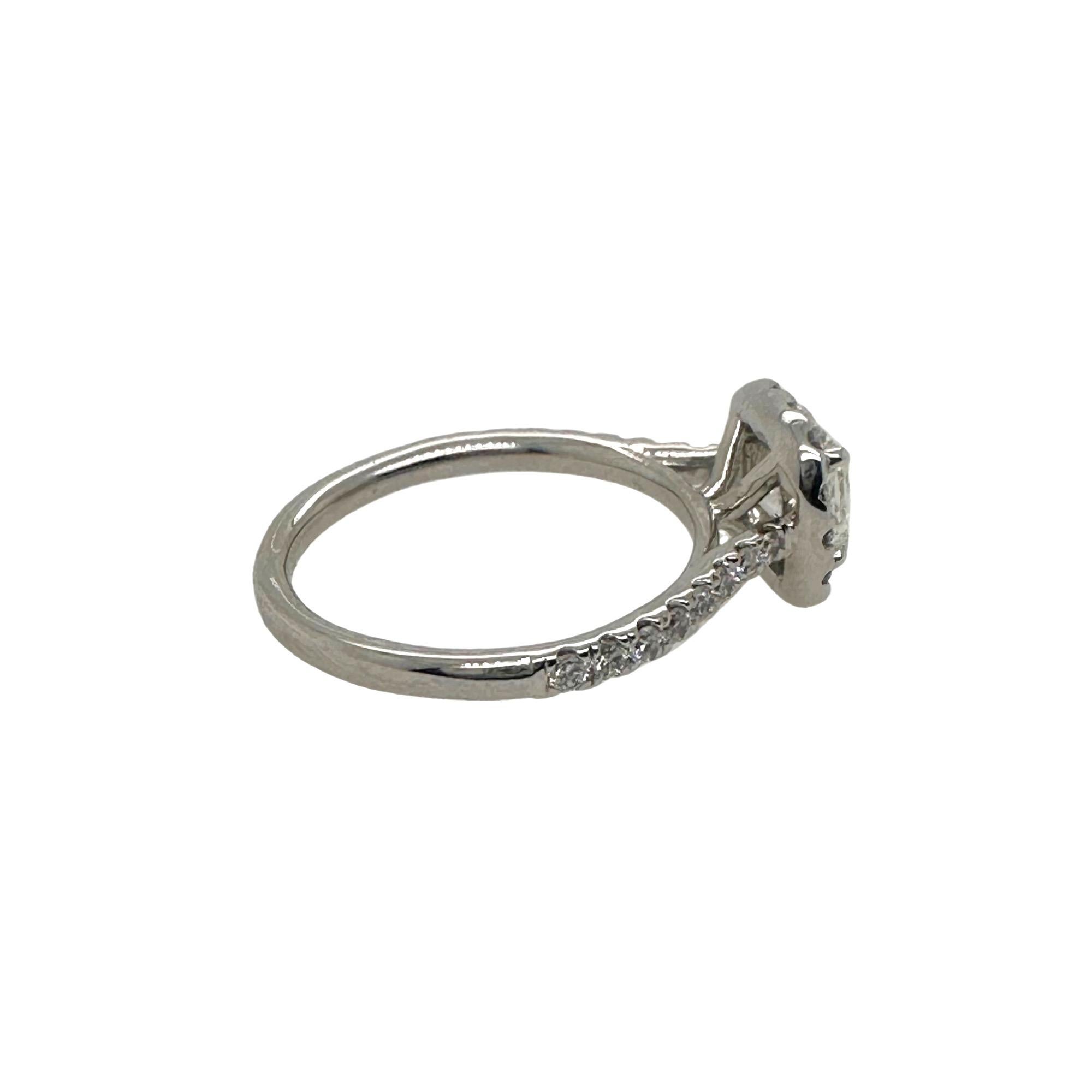 Cushion Cut Diamond 0.85 cts J SI1 Halo Engagement Ring EGL USA 14K White Gold For Sale 9