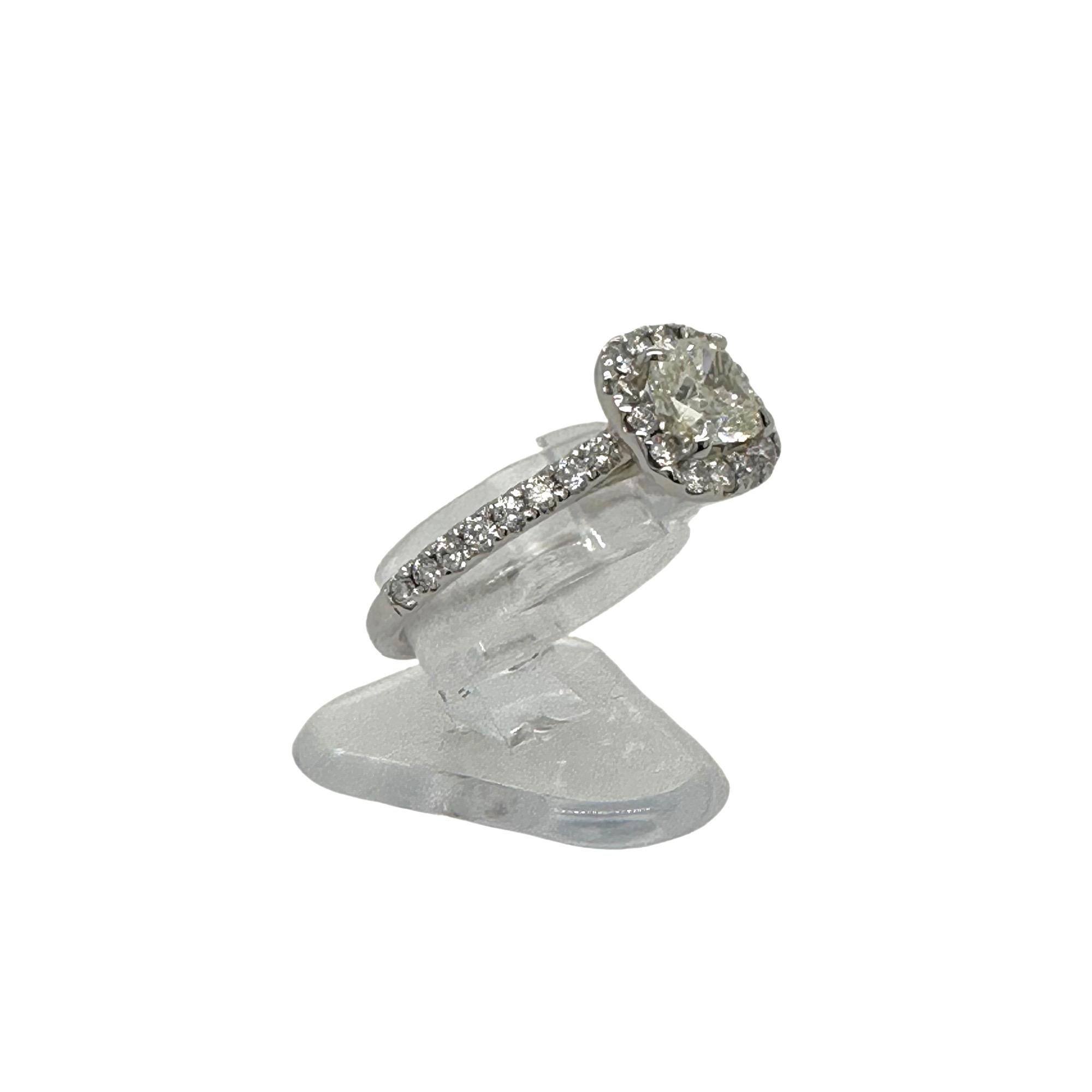 Cushion Cut Diamond 0.85 cts J SI1 Halo Engagement Ring EGL USA 14K White Gold For Sale 10