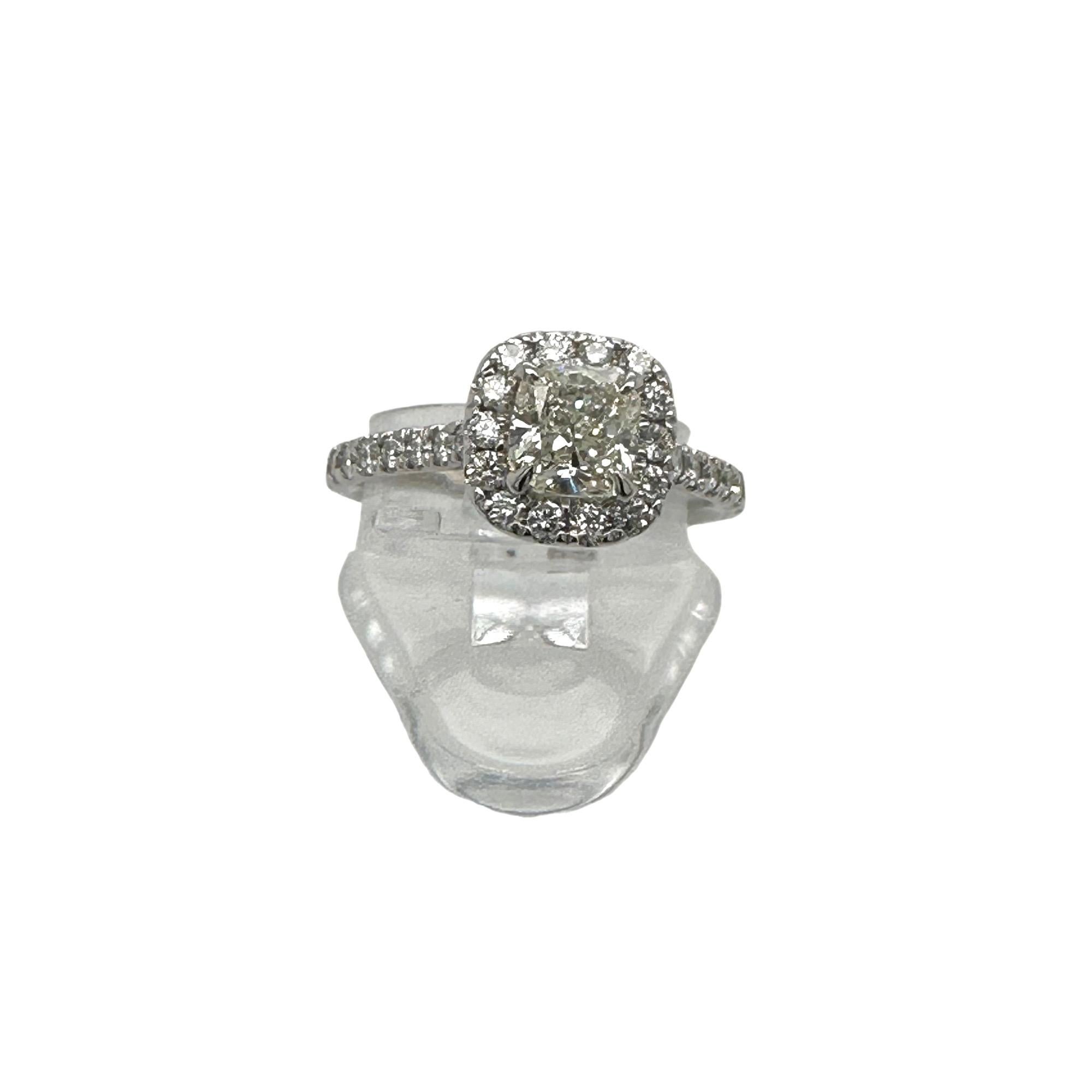 Cushion Cut Diamond 0.85 cts J SI1 Halo Engagement Ring EGL USA 14K White Gold For Sale 12